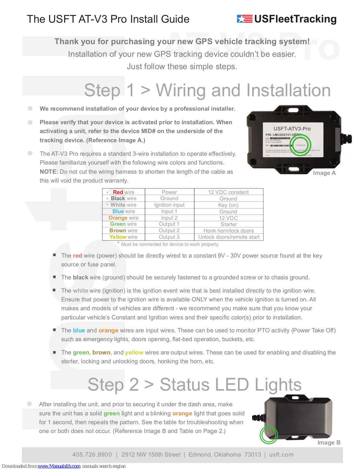USFleetTRacking USFT AT-V3 Installation Manual - ManualMachine.com