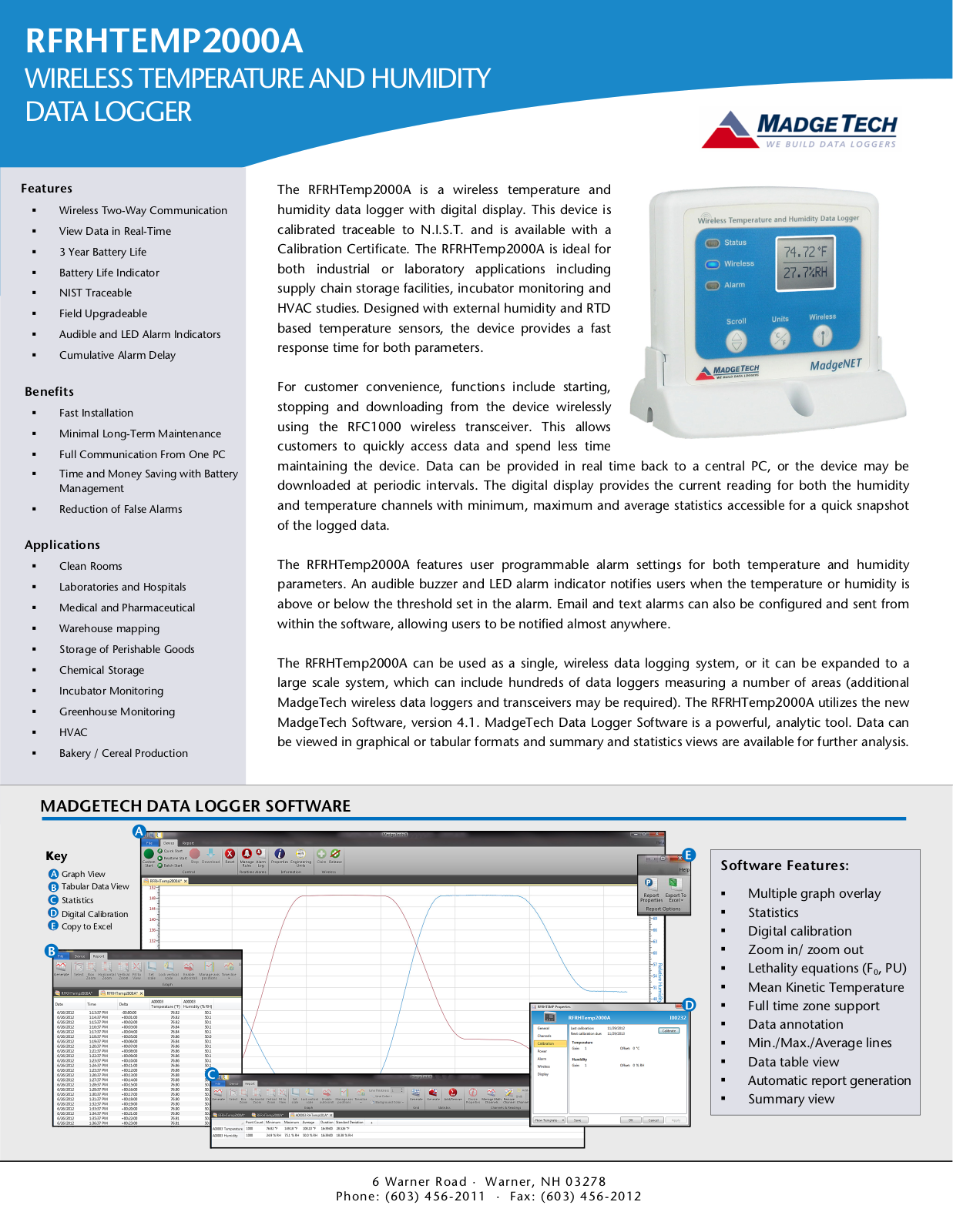 MadgeTech RFRHTemp2000A Specifications