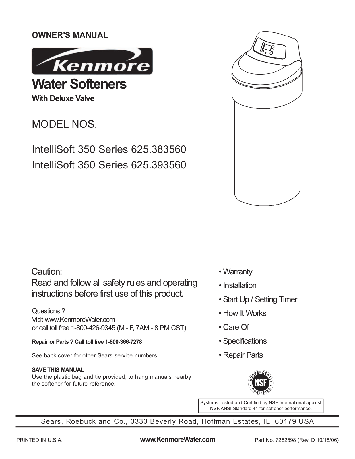 Kenmore IntelliSoft 350 Series Owner's Manual
