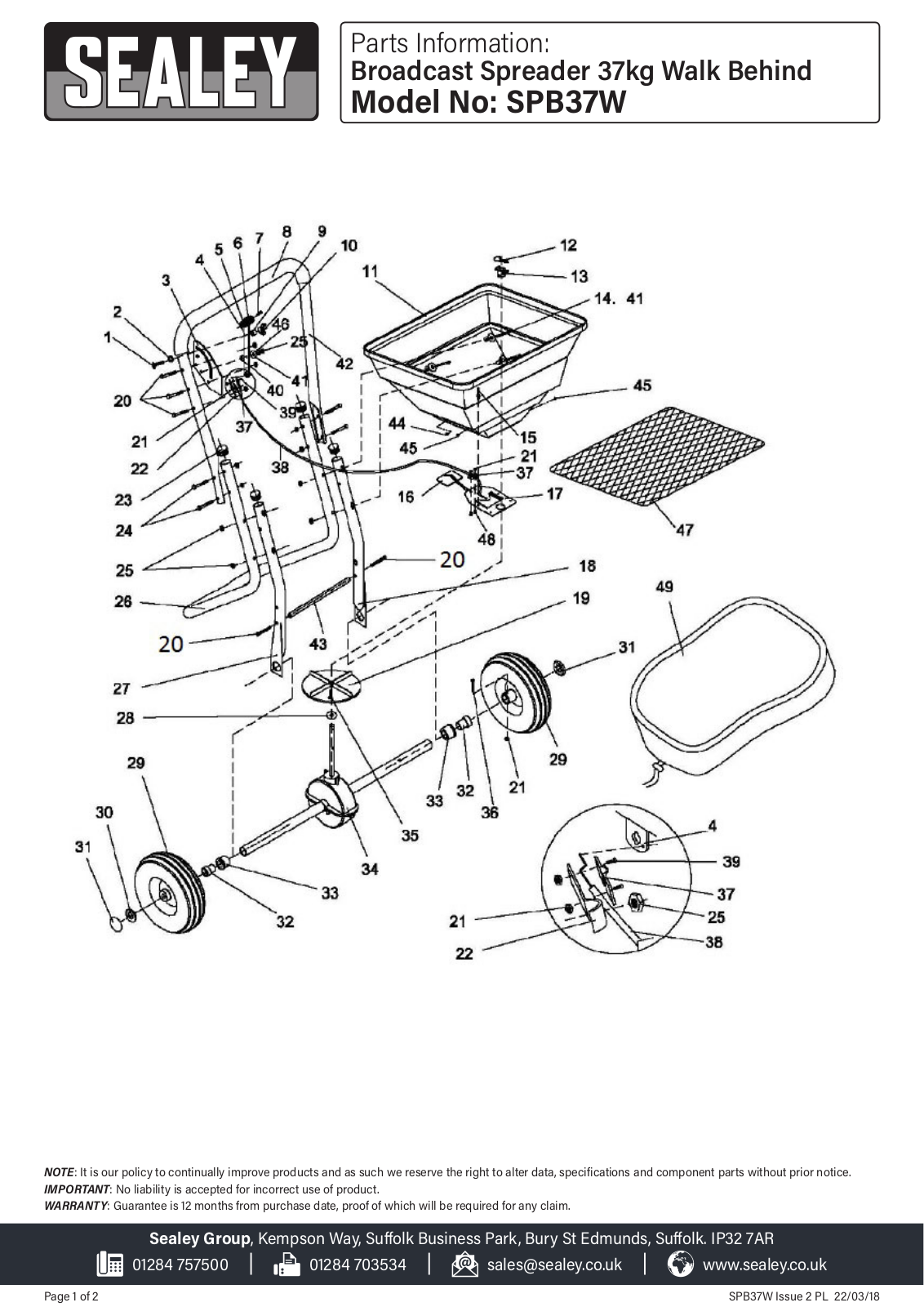 Sealey SPB37W Parts Listing - ManualMachine.com