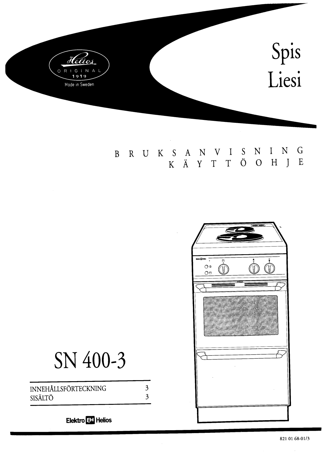 Elektro helios SN400-3 User Manual