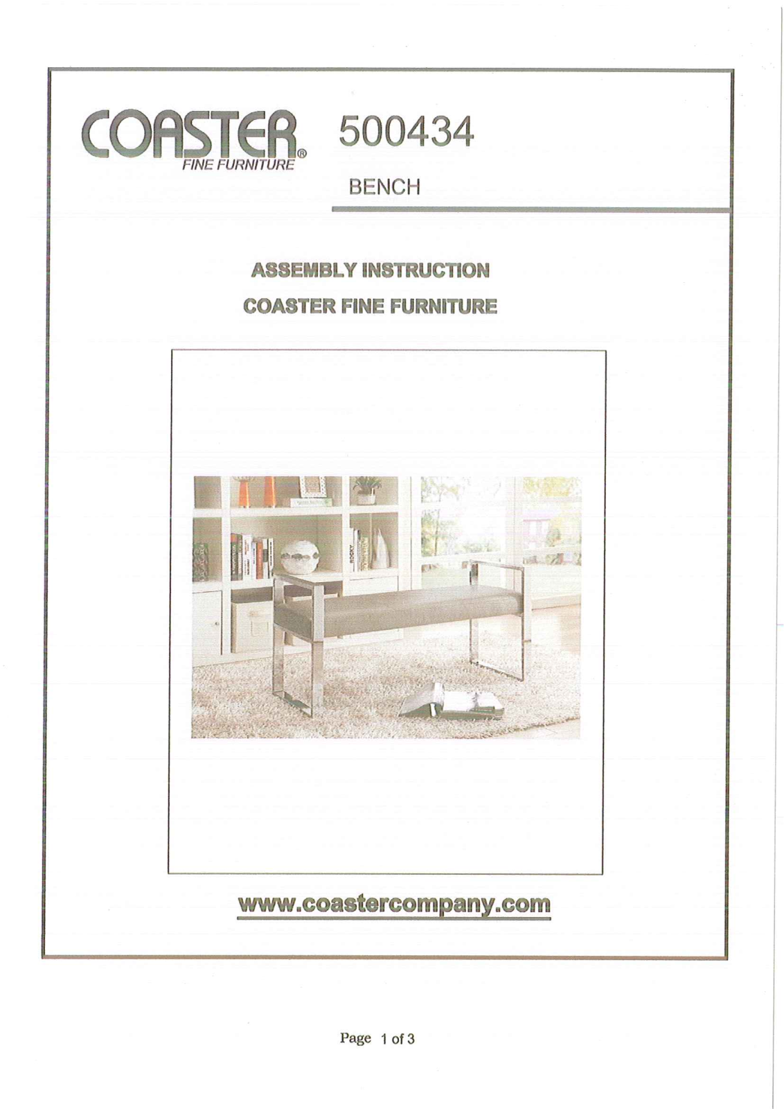 Coaster 500434 Assembly Guide - ManualMachine.com