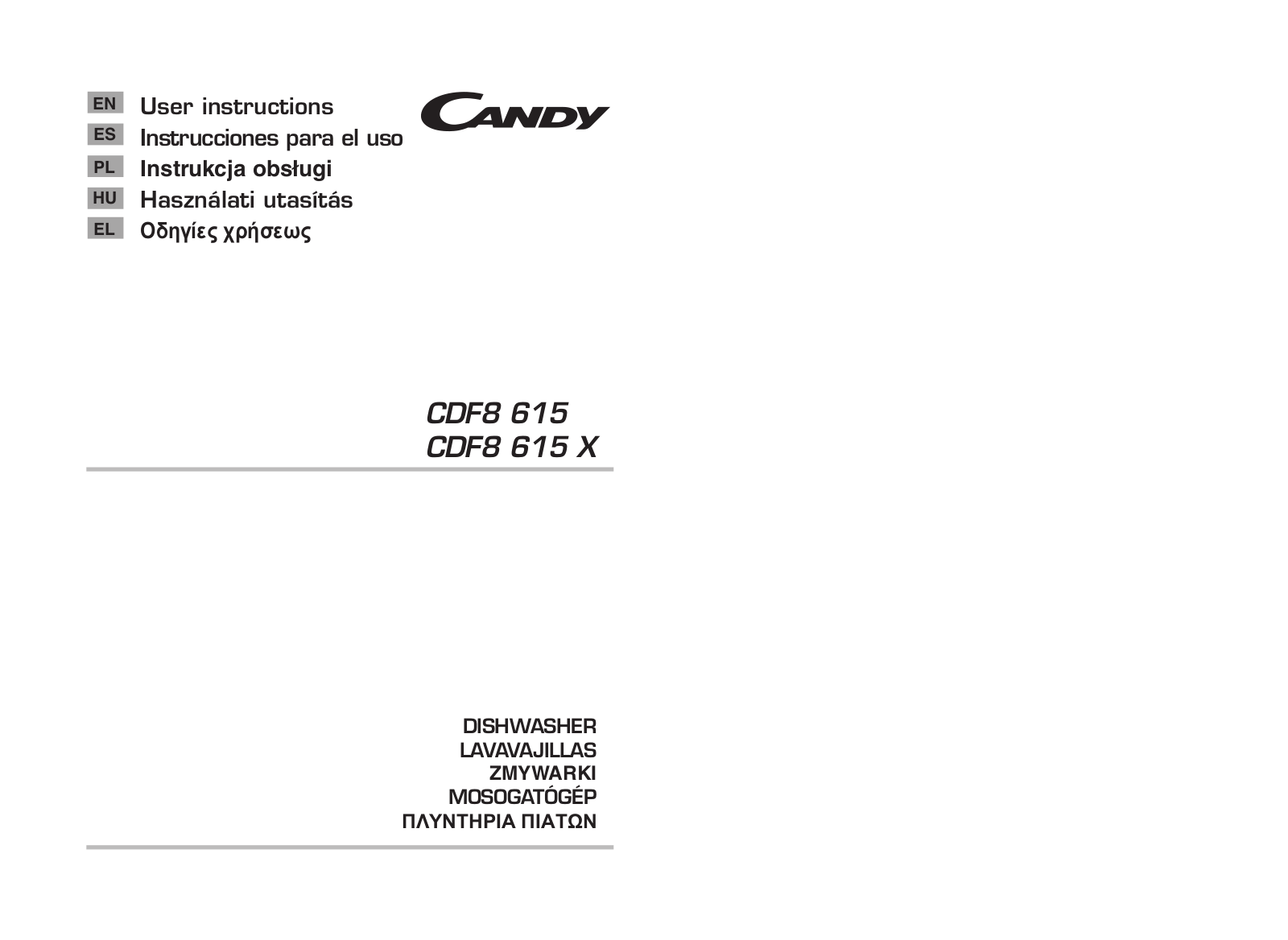 Candy CDF8 615X-1-S User Manual