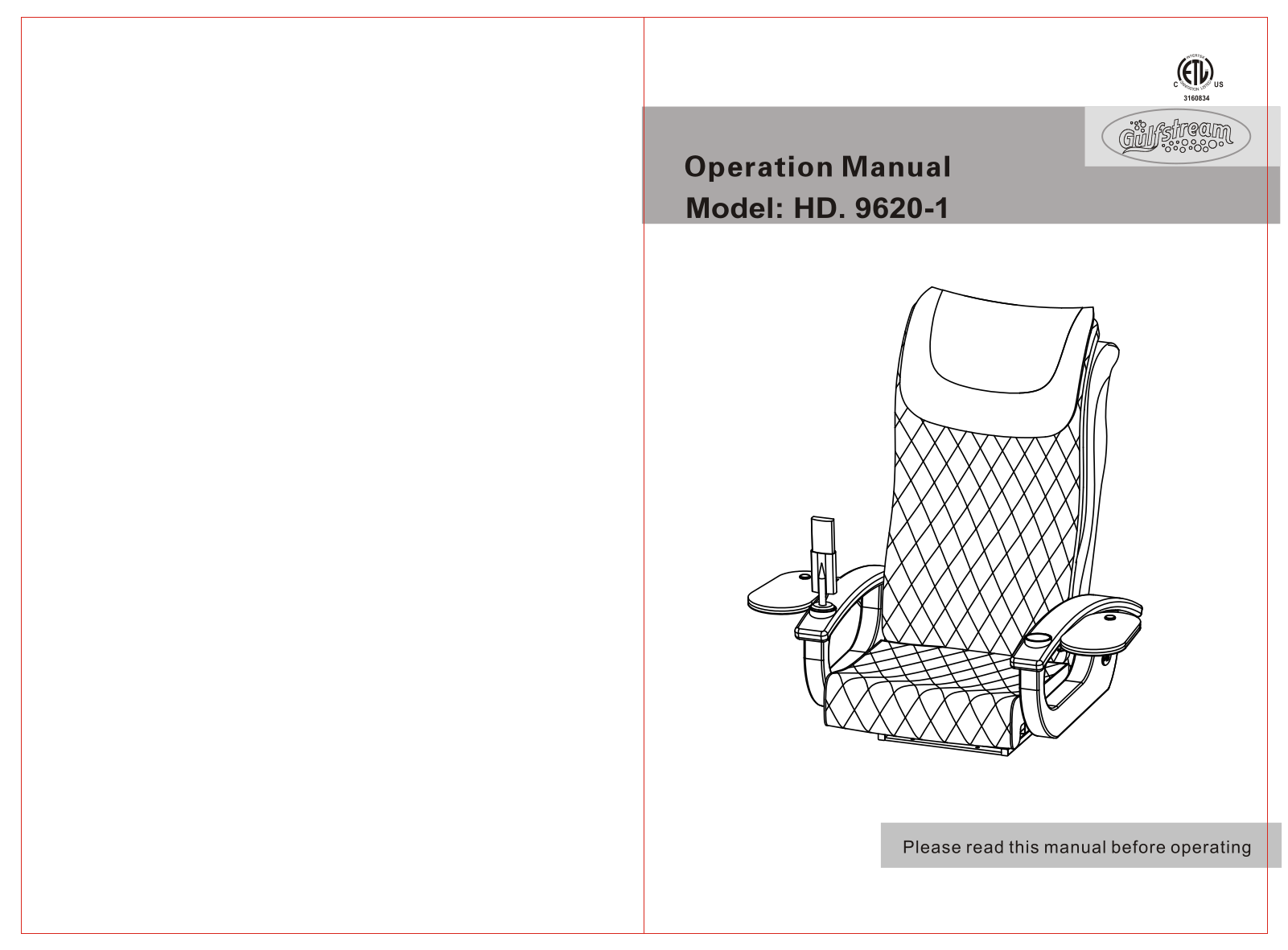 Gulfstream HD. 9620-1 Operation Manual