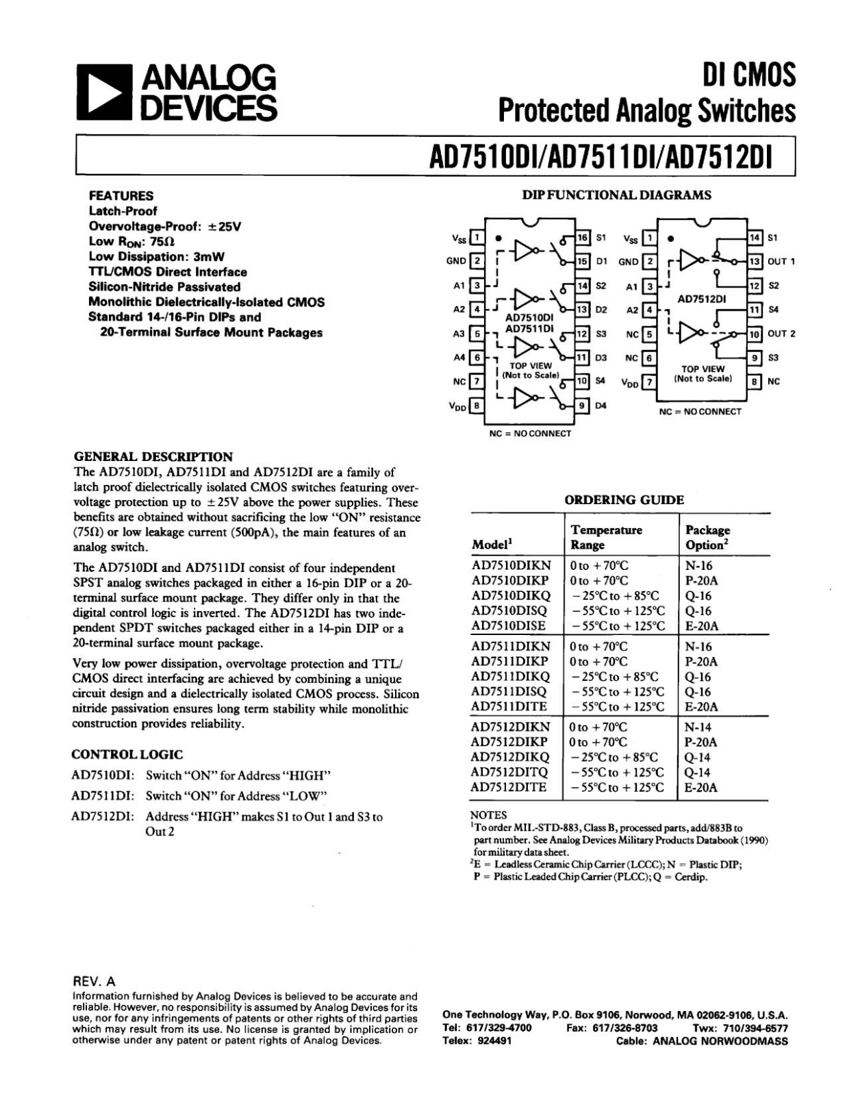 Analog Devices AD7510DI 11DI 12DI a Datasheet