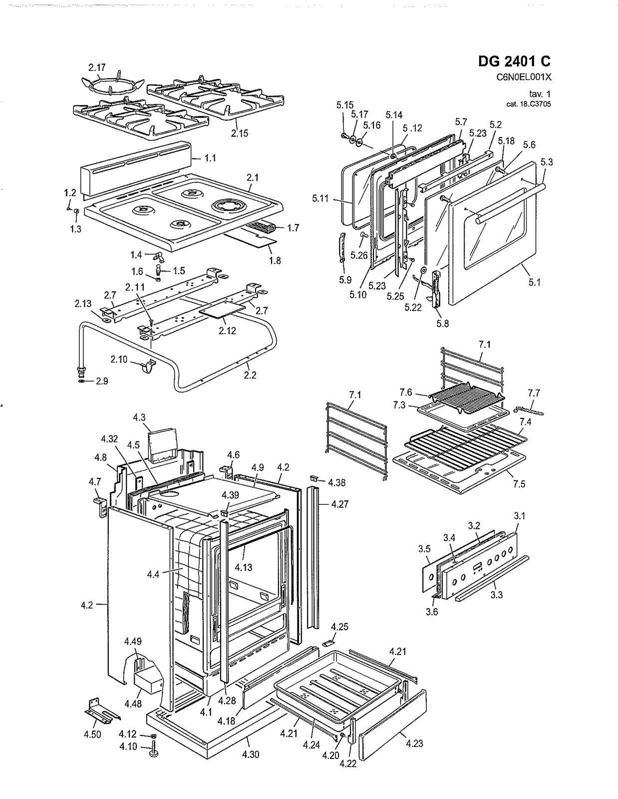 Avanti DG2401C Parts List