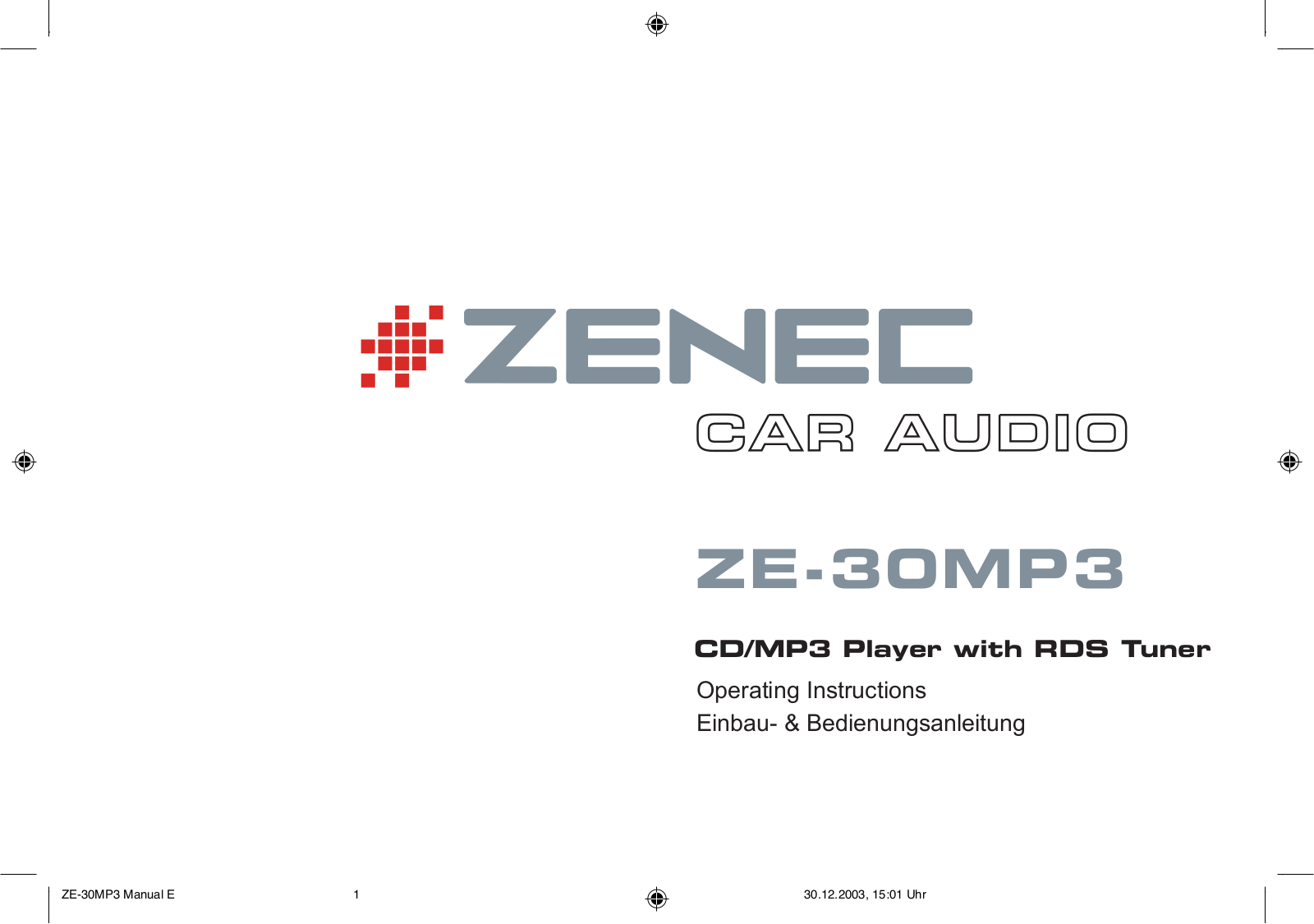 Zenec ZE-30MP3 user manual