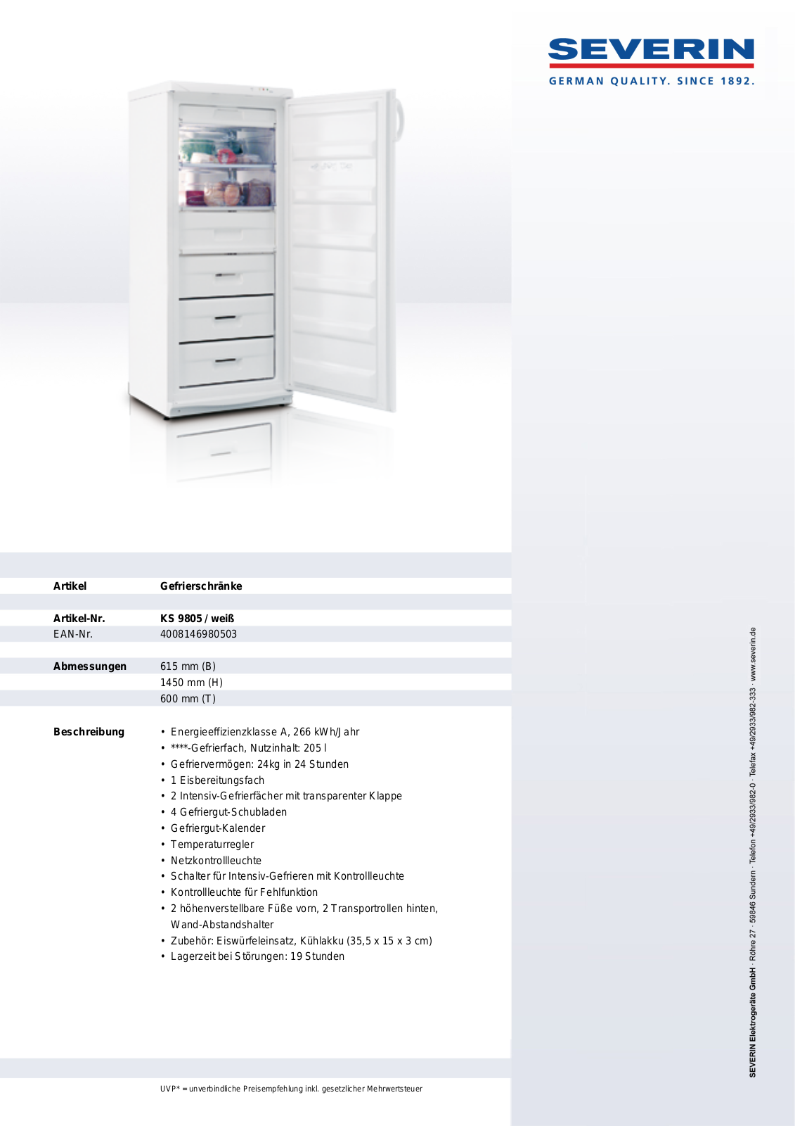 Severin KS 9805 DATASHEET