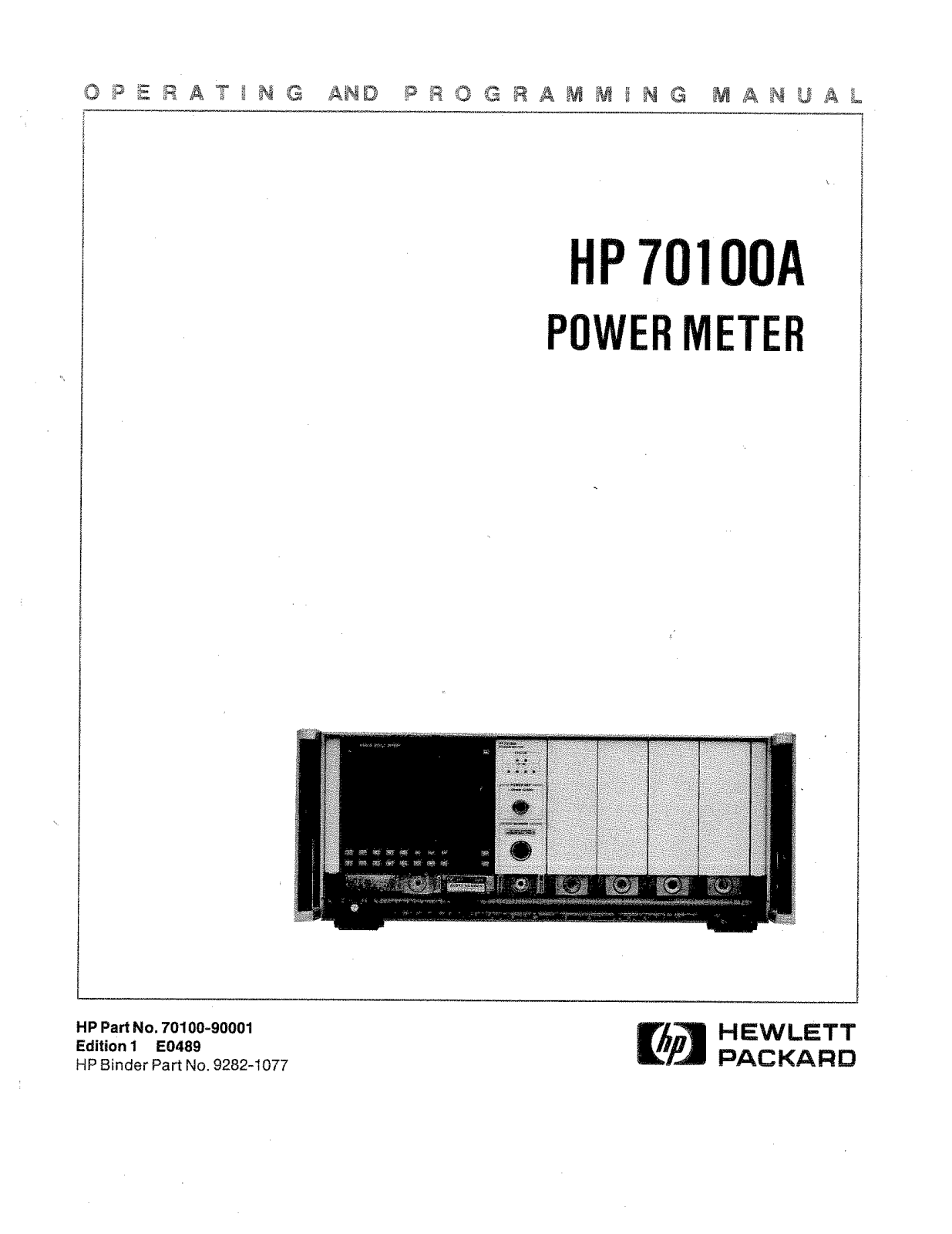 HP (Hewlett-Packard) 70100A User Manual