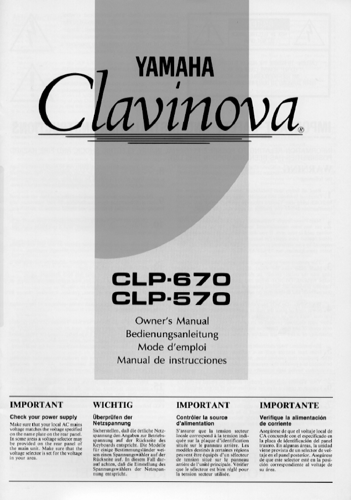 Yamaha CLP-670, CLP-670E User Manual
