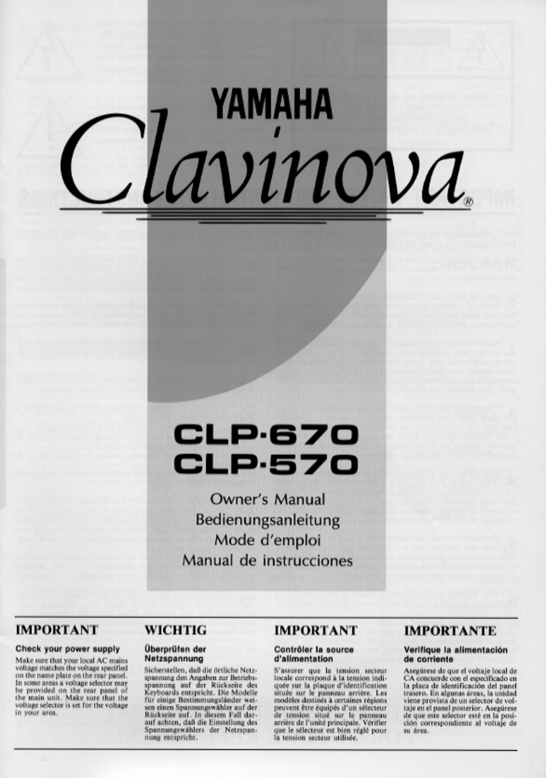 Yamaha CLP-670, CLP-670E User Manual