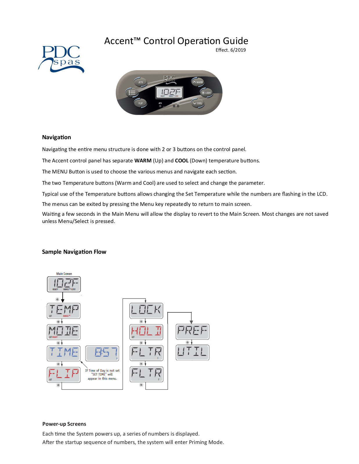 PDC spas Accent Operation Manual