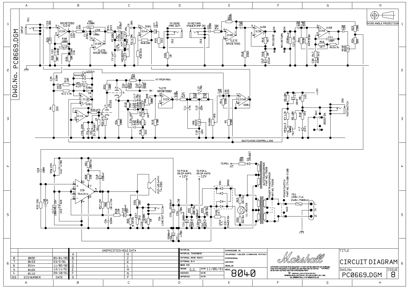 Marshall 8040-Valvestate Schematic