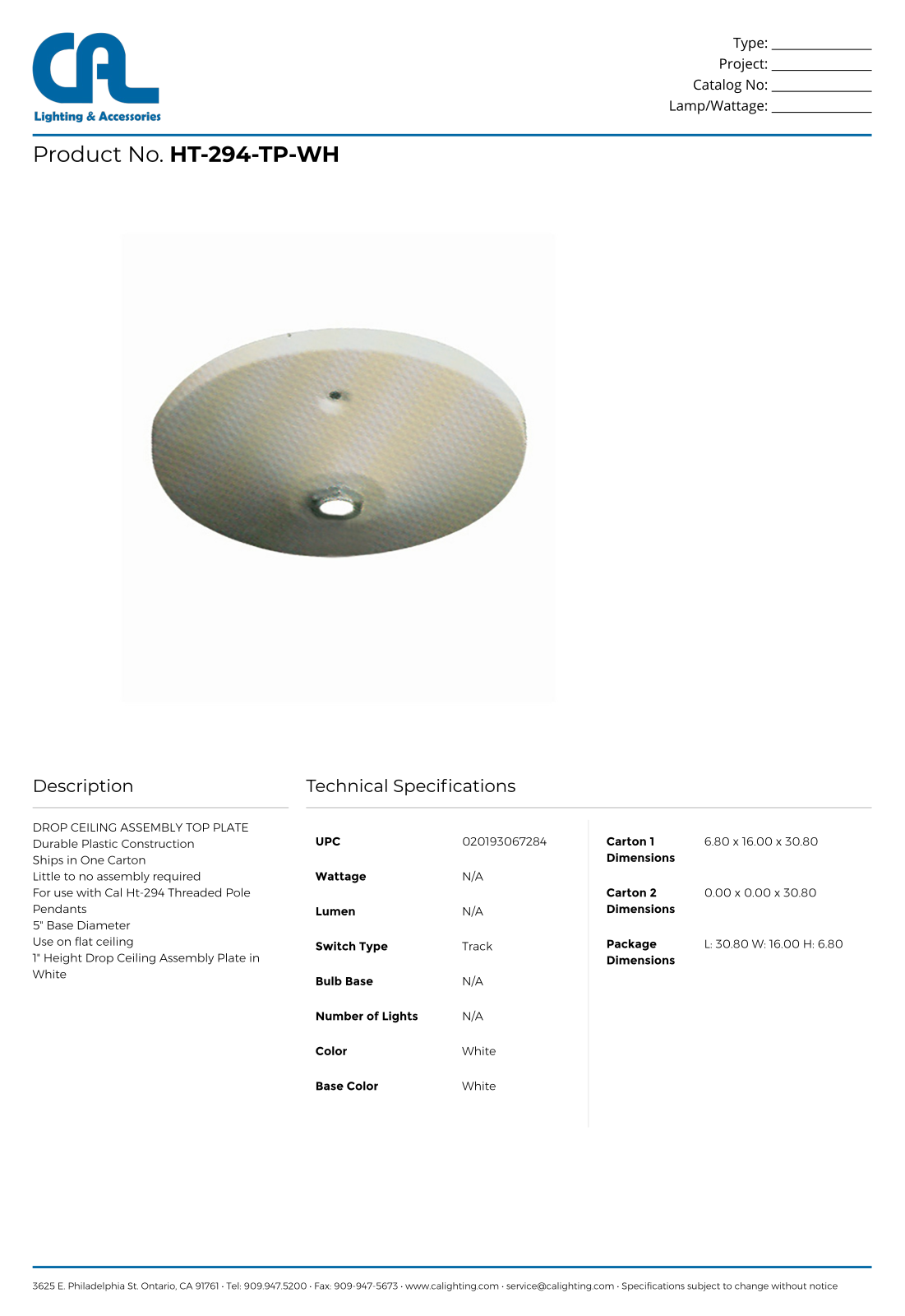 Cal Lighting CG10677 Specifications - ManualMachine.com