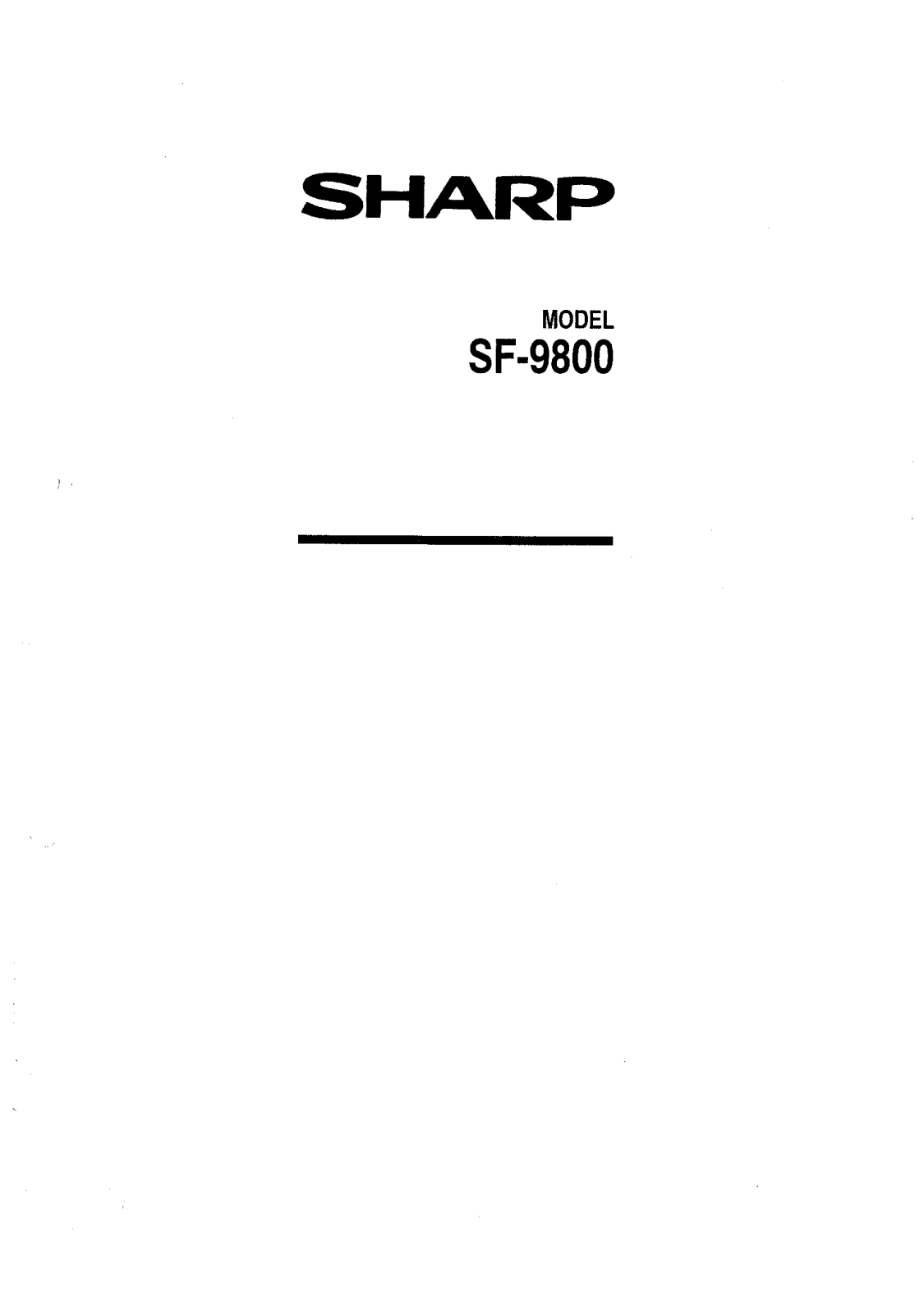 Sharp SF-9800 User Manual