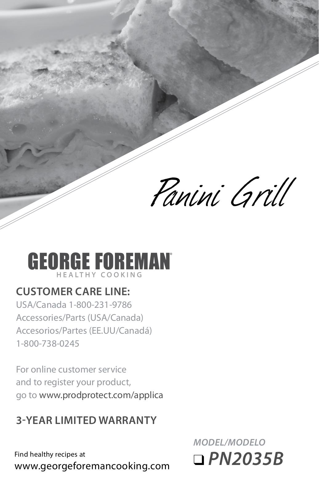 George Foreman Pn3000t, Pn2pc180 Owner's Manual