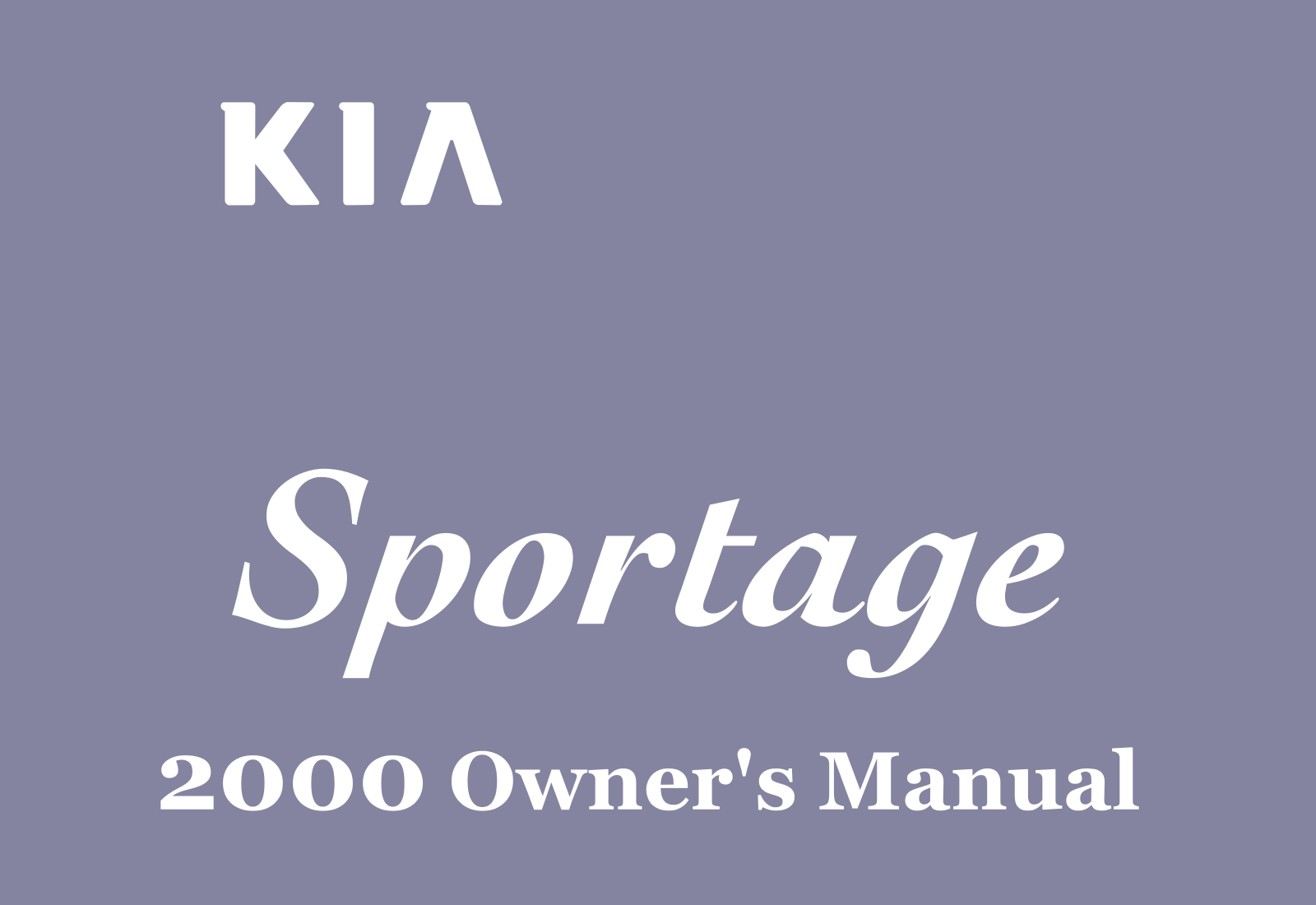 Kia Sportag 2000 Owner's Manual