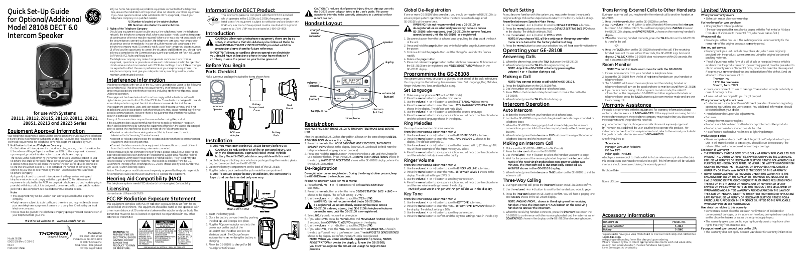 Thomson 2-8108AH Users Manual