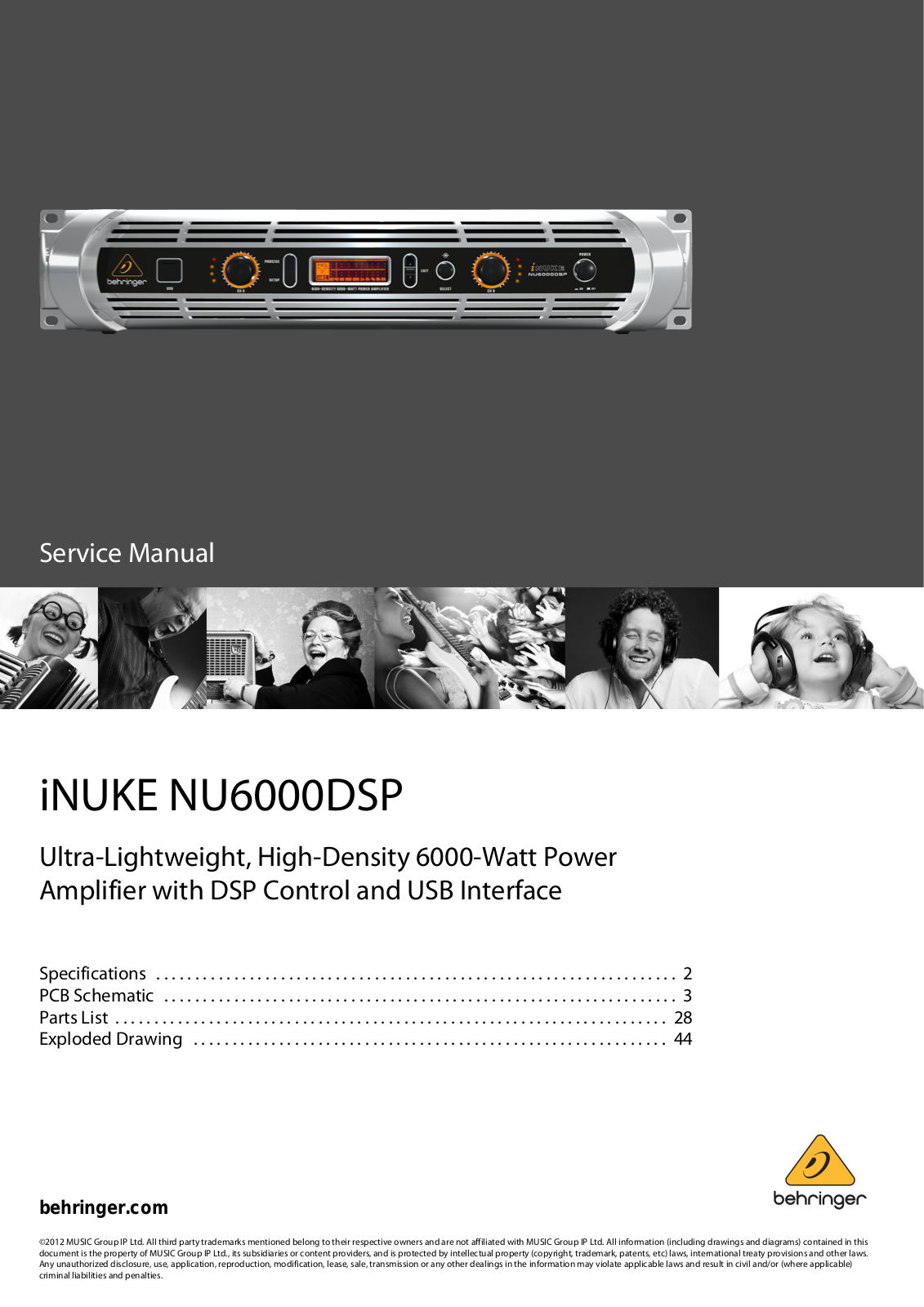 Behringer NU6000DSP Service manual