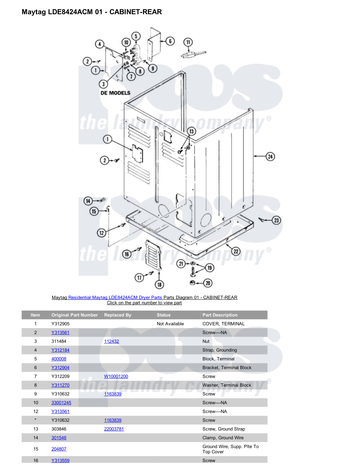 Maytag LDE8424ACM Parts Diagram