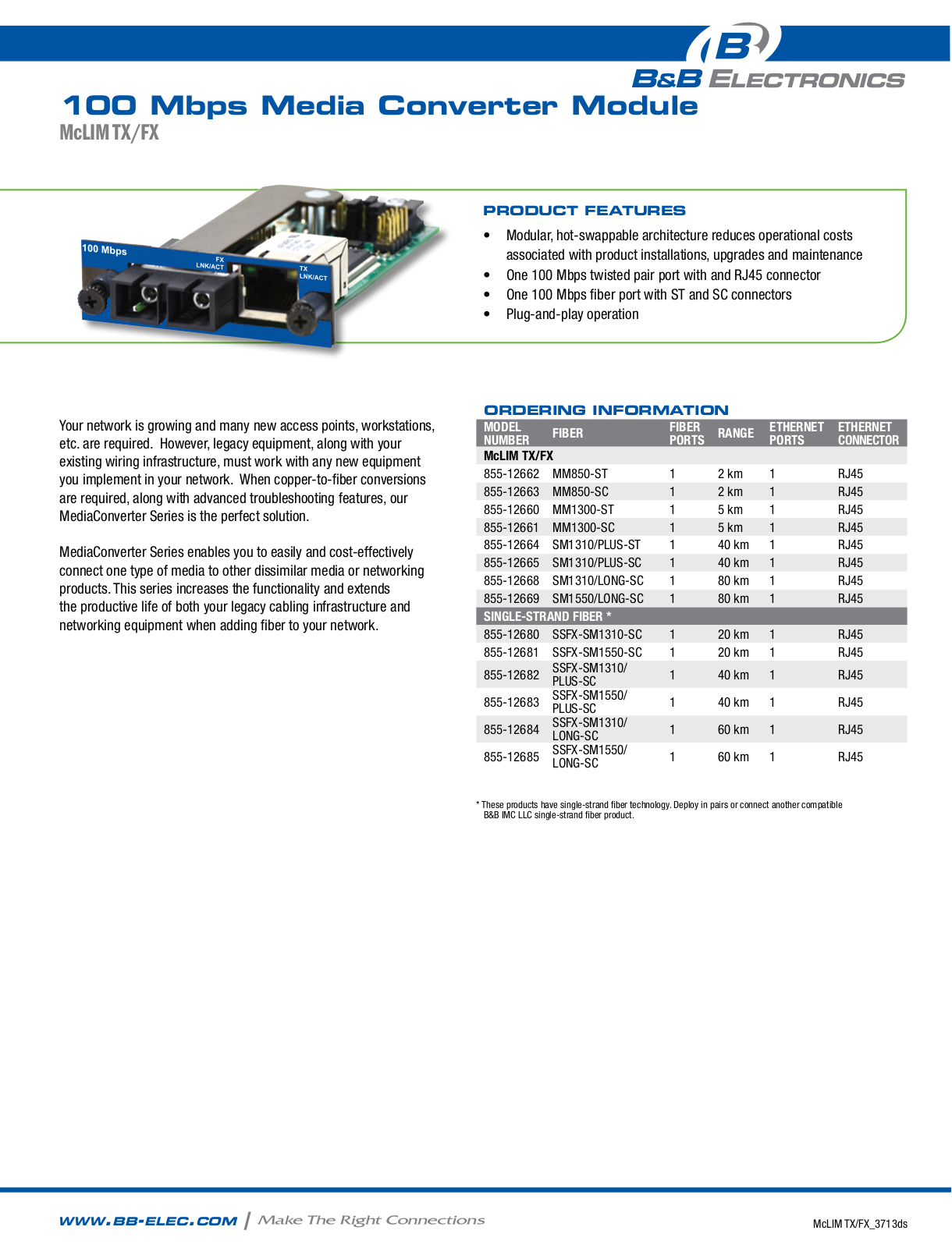 B&B Electronics 855-12665-82 Datasheet