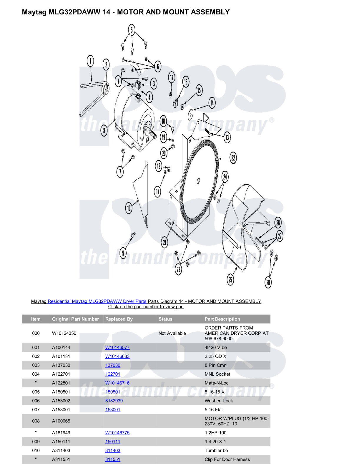 Maytag MLG32PDAWW Parts Diagram