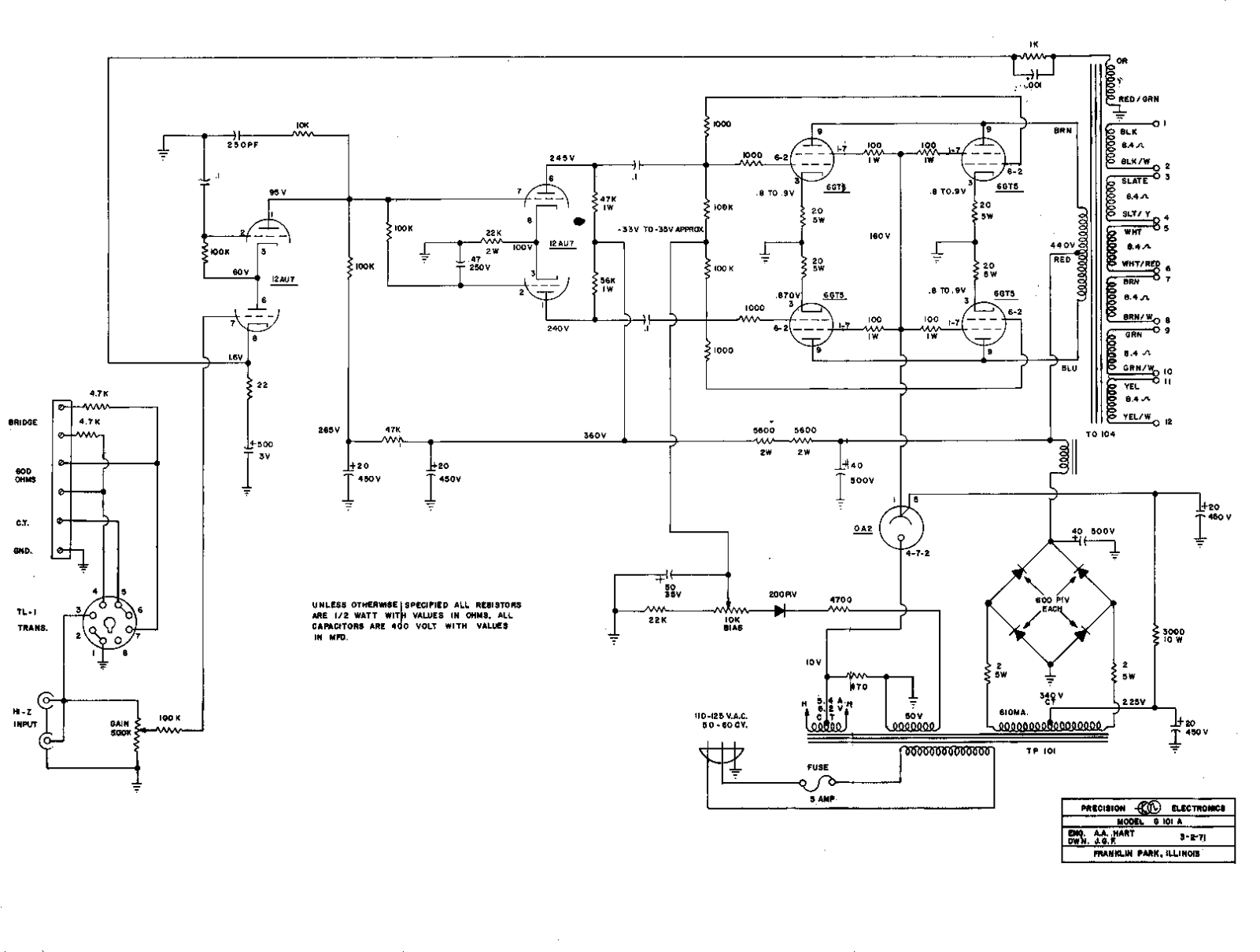 Grommes g 101a schematic