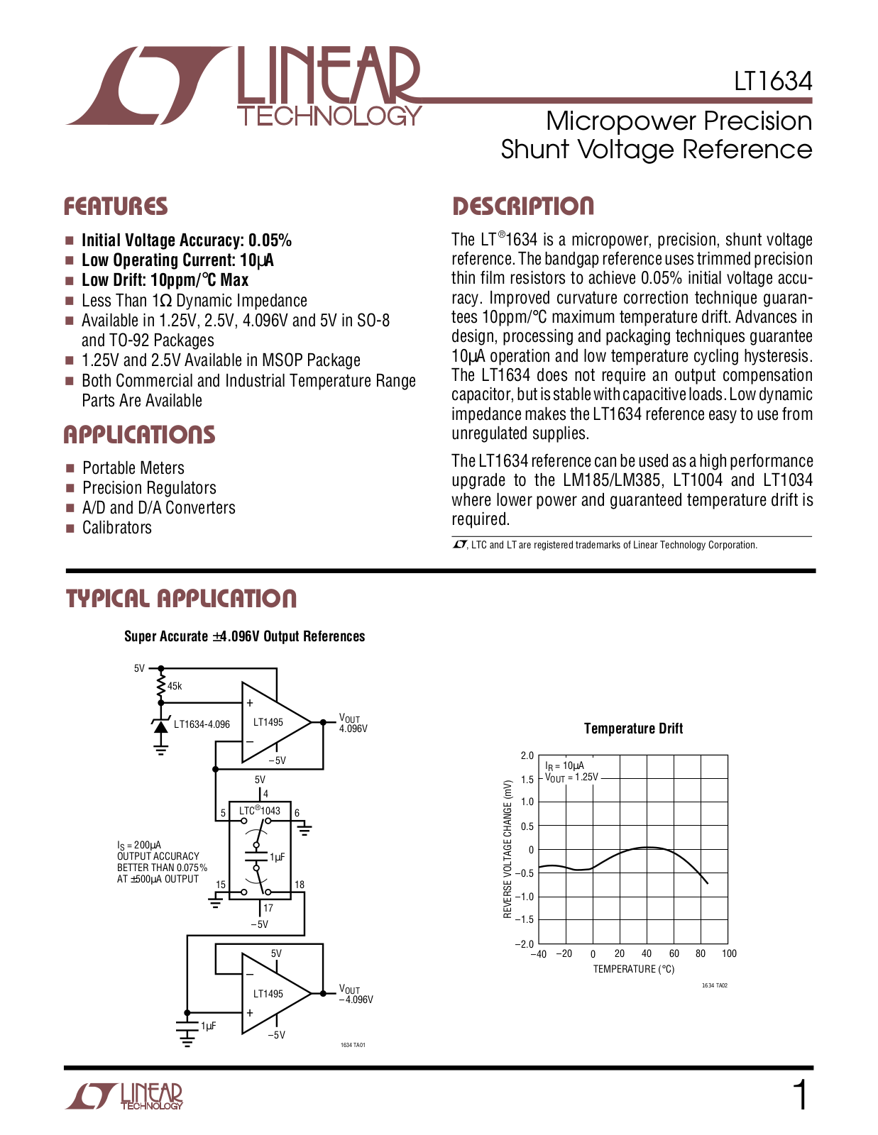 Linear Technology LT1634 Datasheet