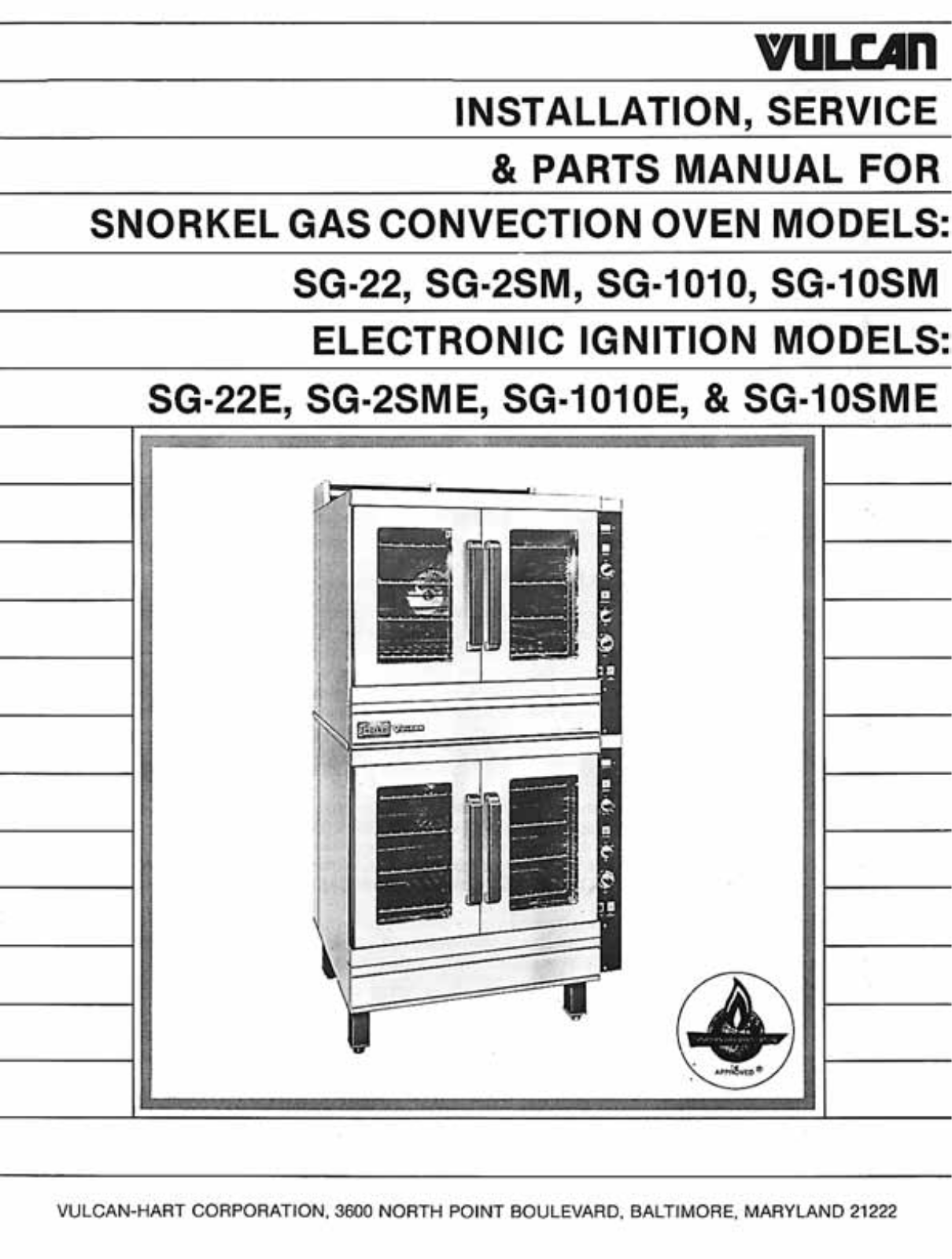 Vulcan Hart SG-1010 Service Manual