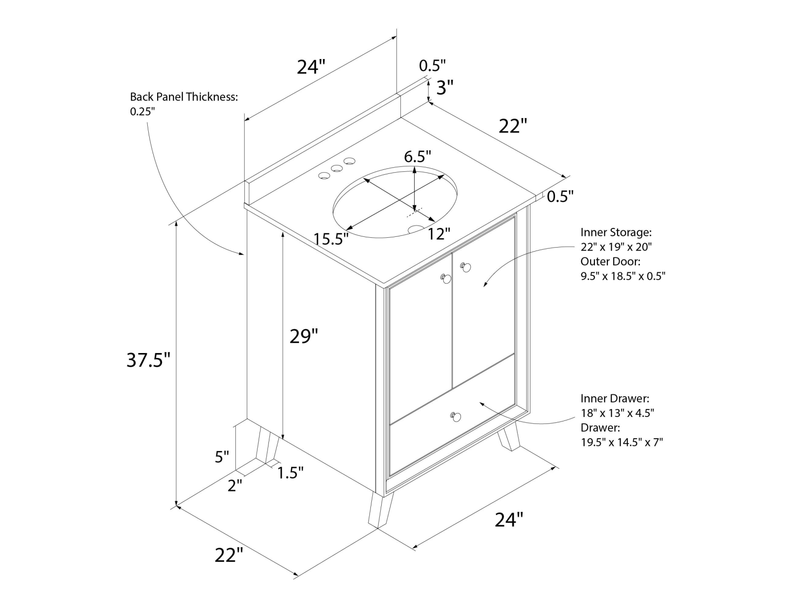Dorel Living DRIA1826 Dimensions - ManualMachine.com