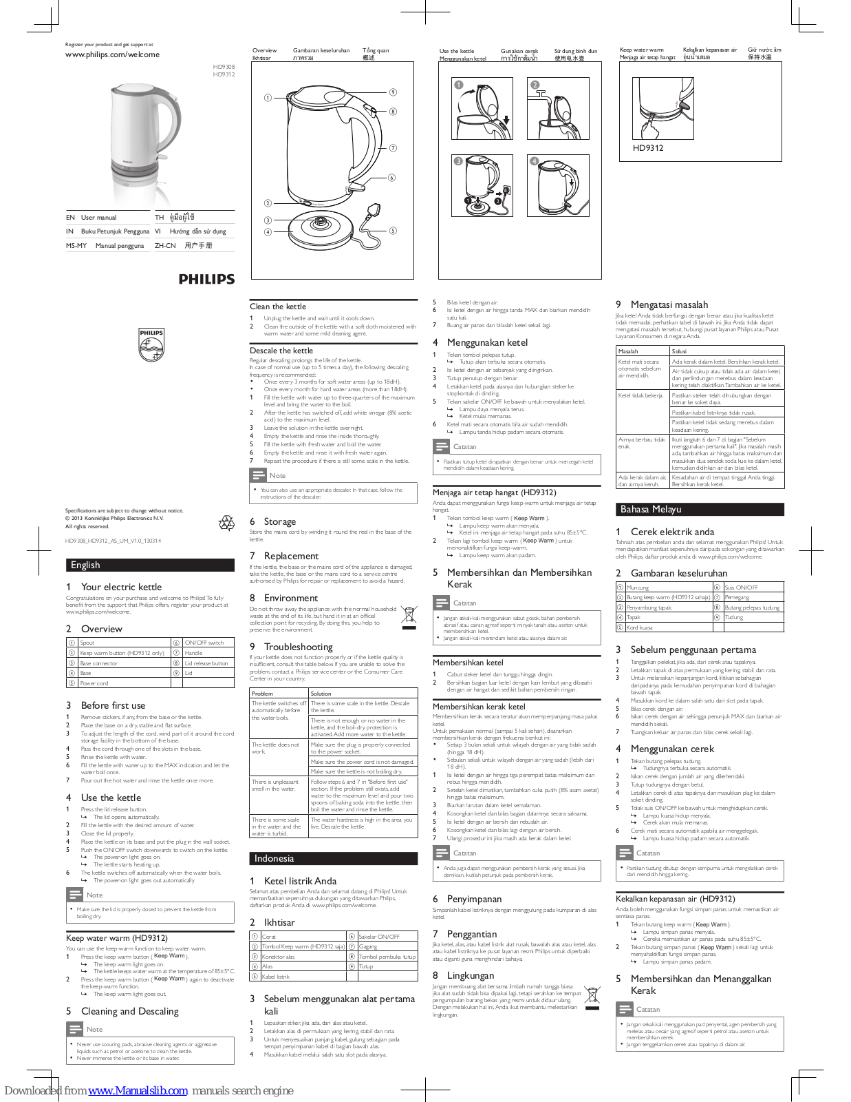 Philips HD9312, HD9308, HD9316 User Manual