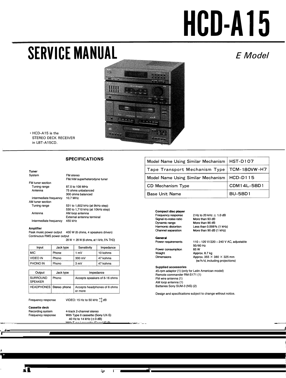 SONY CL3 HCD CL1 Service Manual