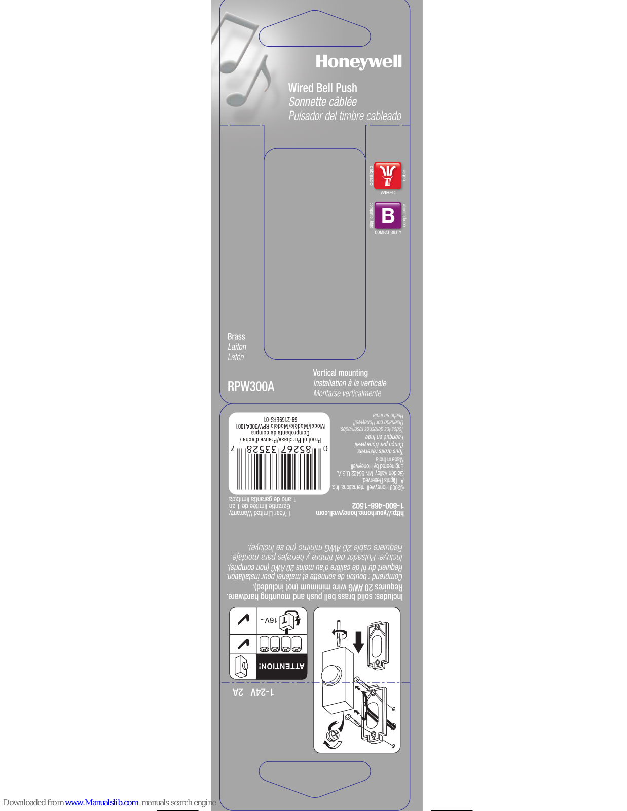 Honeywell RPW300A Mounting Instruction