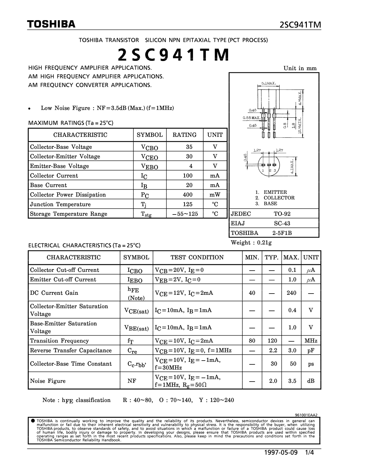 Datasheet 2SC941 Specification - ManualMachine.com