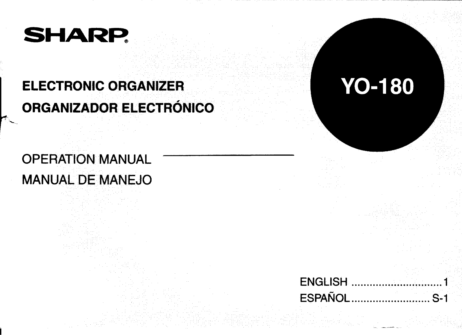 Sharp YO-180 Owner's Manual