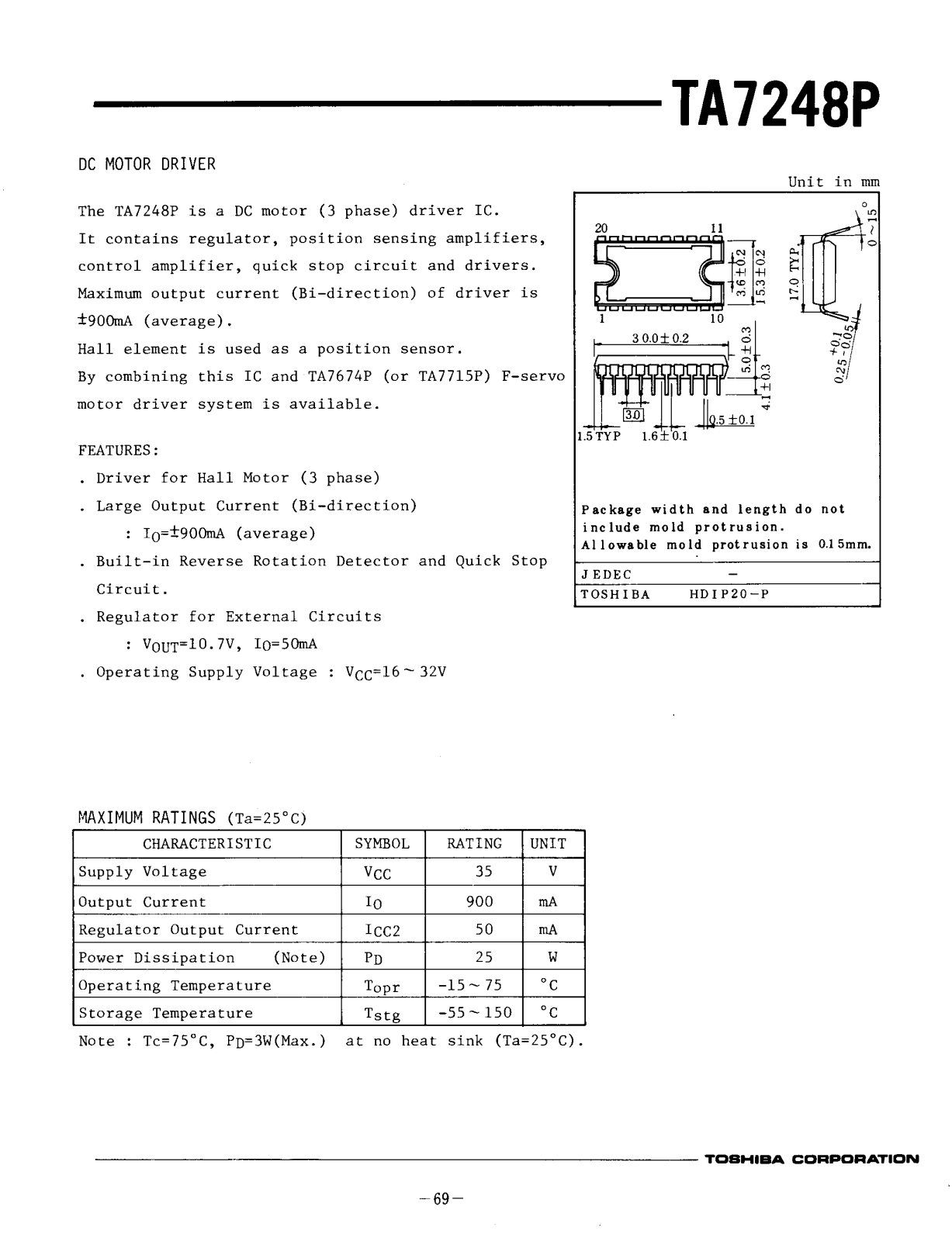 Datasheet TA7248P Specification - ManualMachine.com