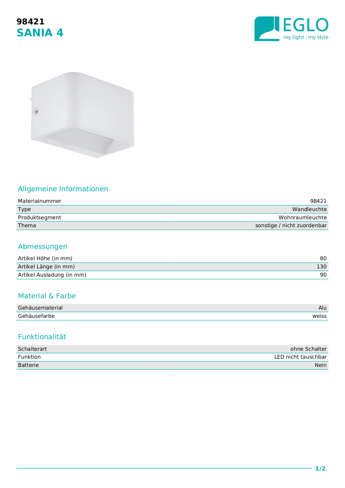 Eglo 98421 Service Manual