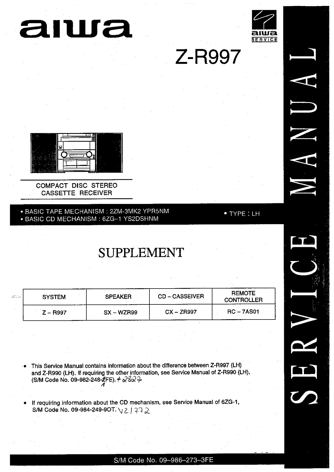 Aiwa ZR997 Schematic