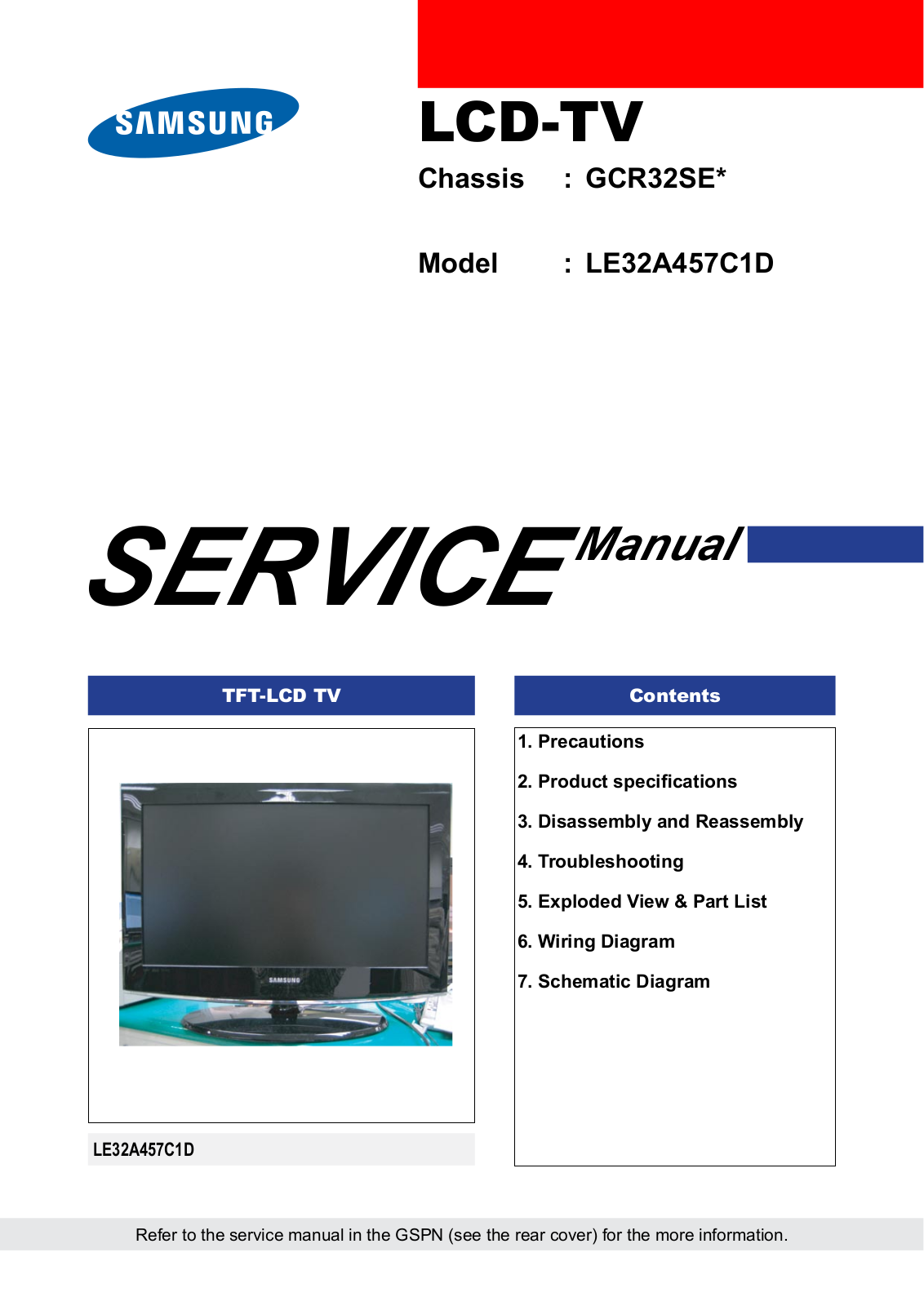 Samsung LE32A457C1D Schematic