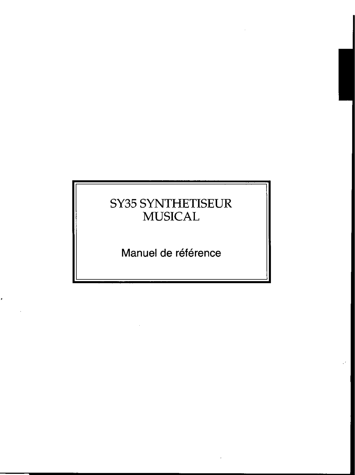 Yamaha SY35 REFERNCE Manual