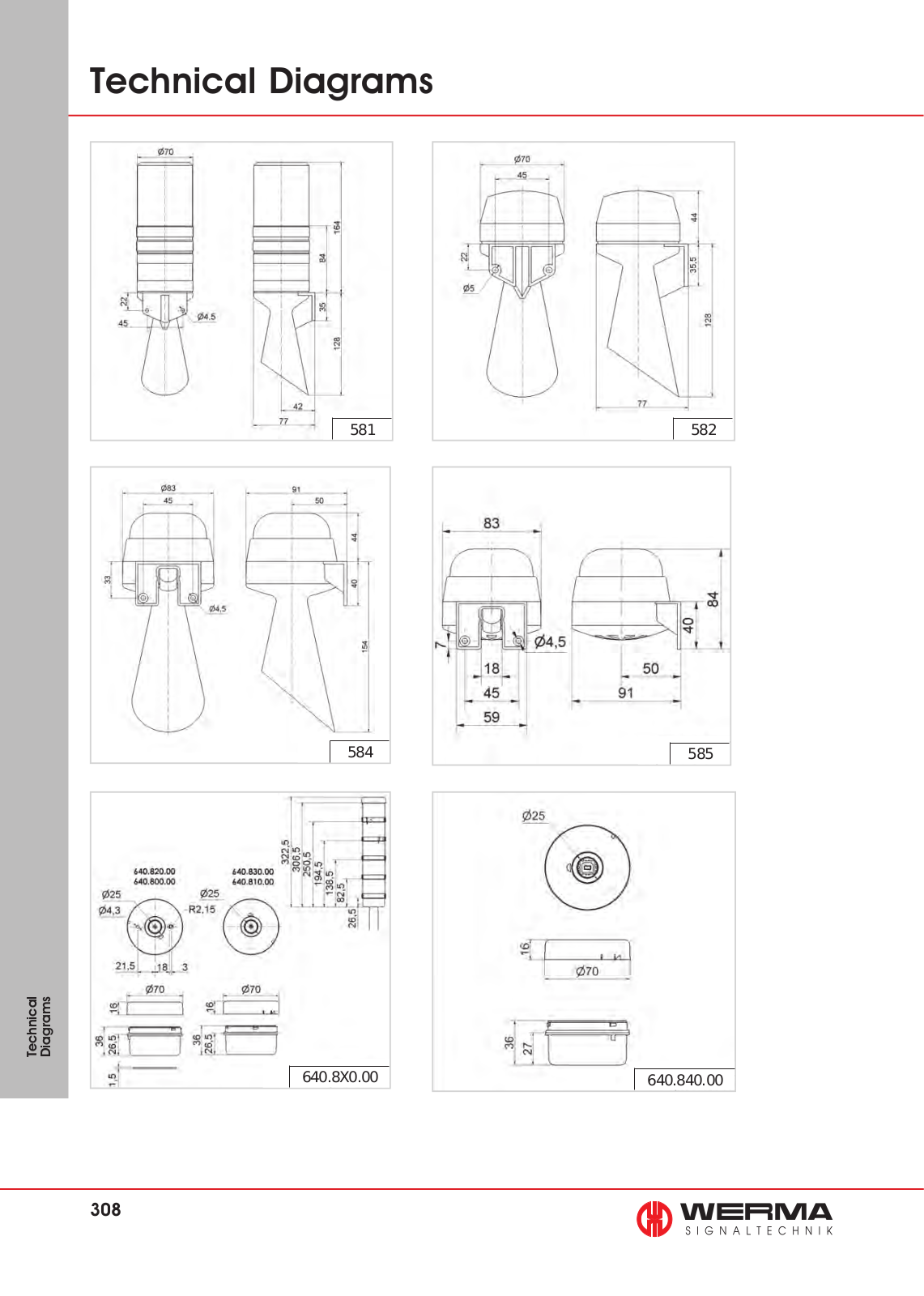 Werma 640.8X0.00, 640.840.00, 581, 582, 584 Technical Diagrams