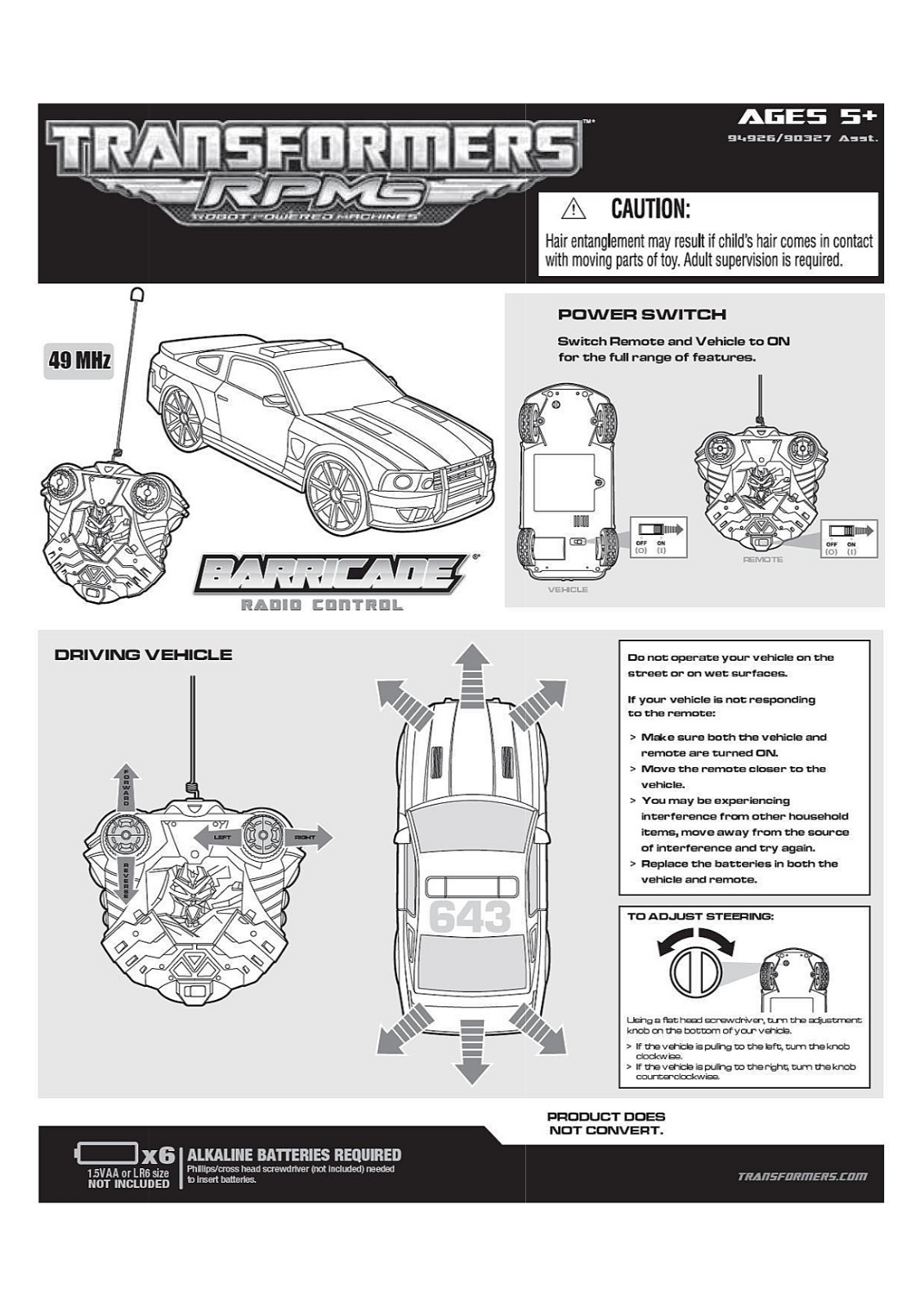 HASBRO 90327TX49860, 90327RX49860 User Manual