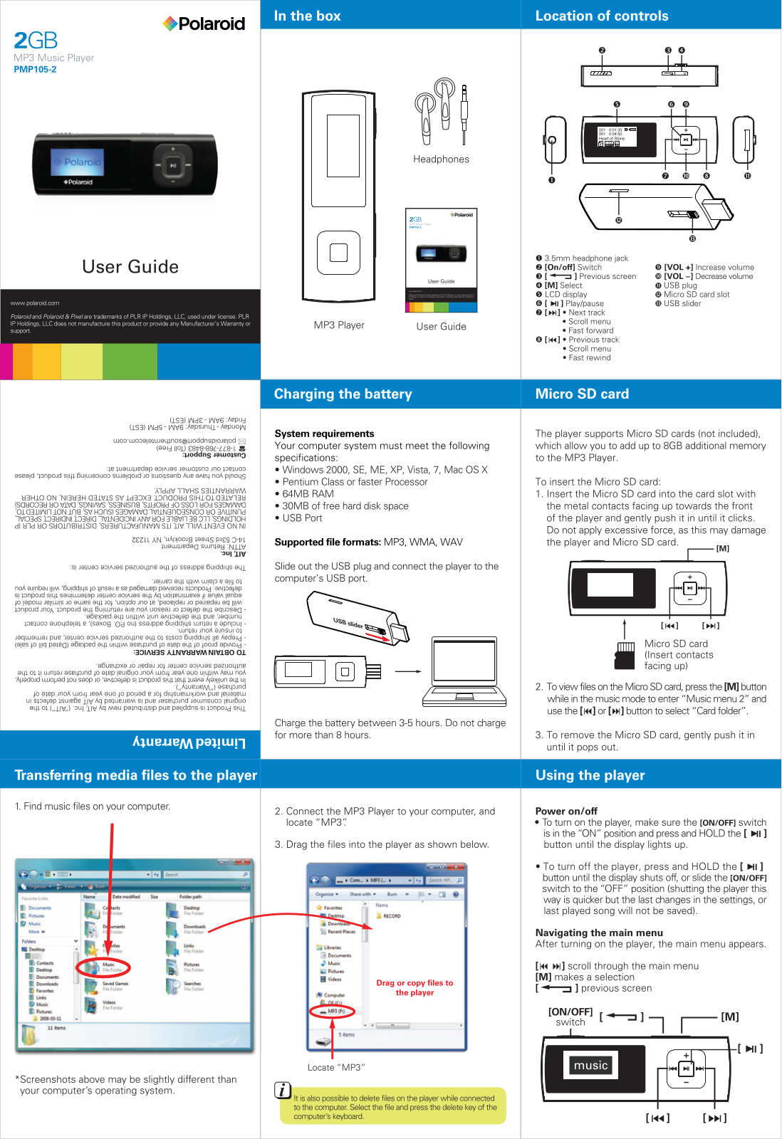 Polaroid PMP105-2 User Manual