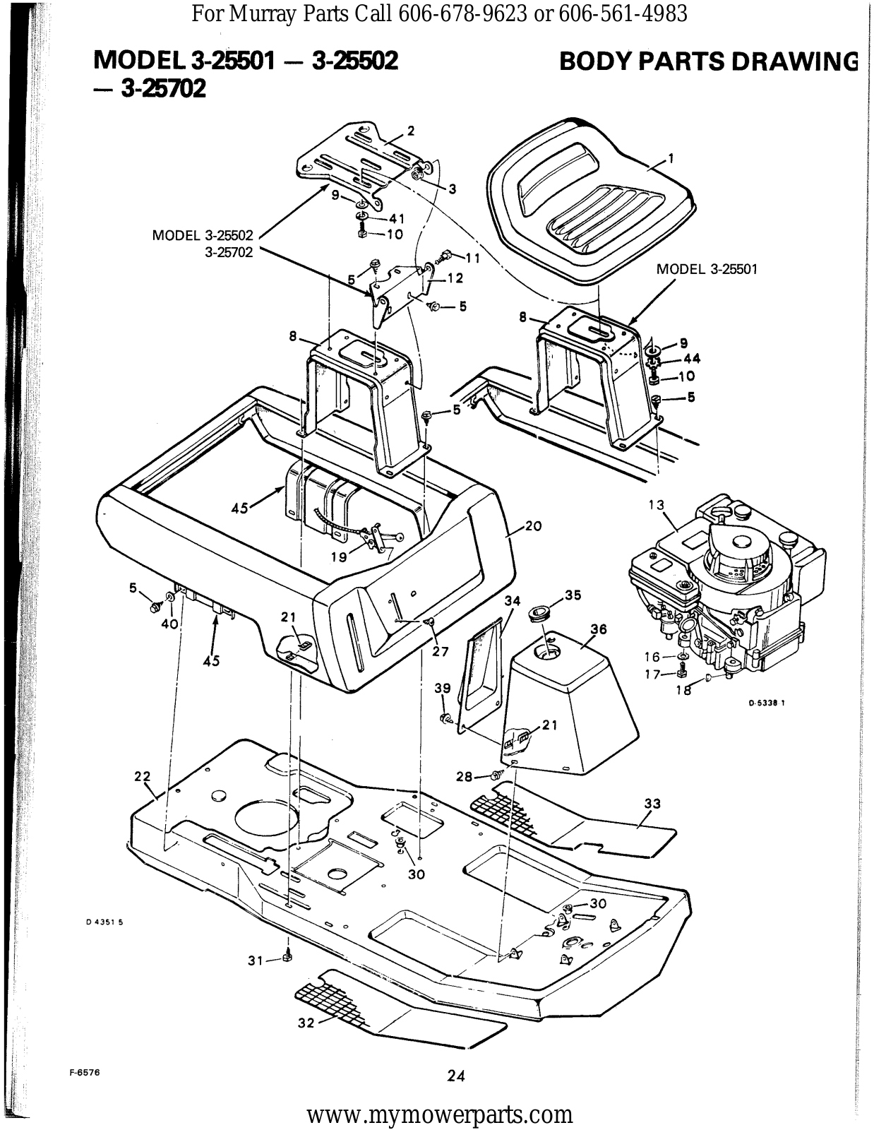 Murray 83-25702 Parts List