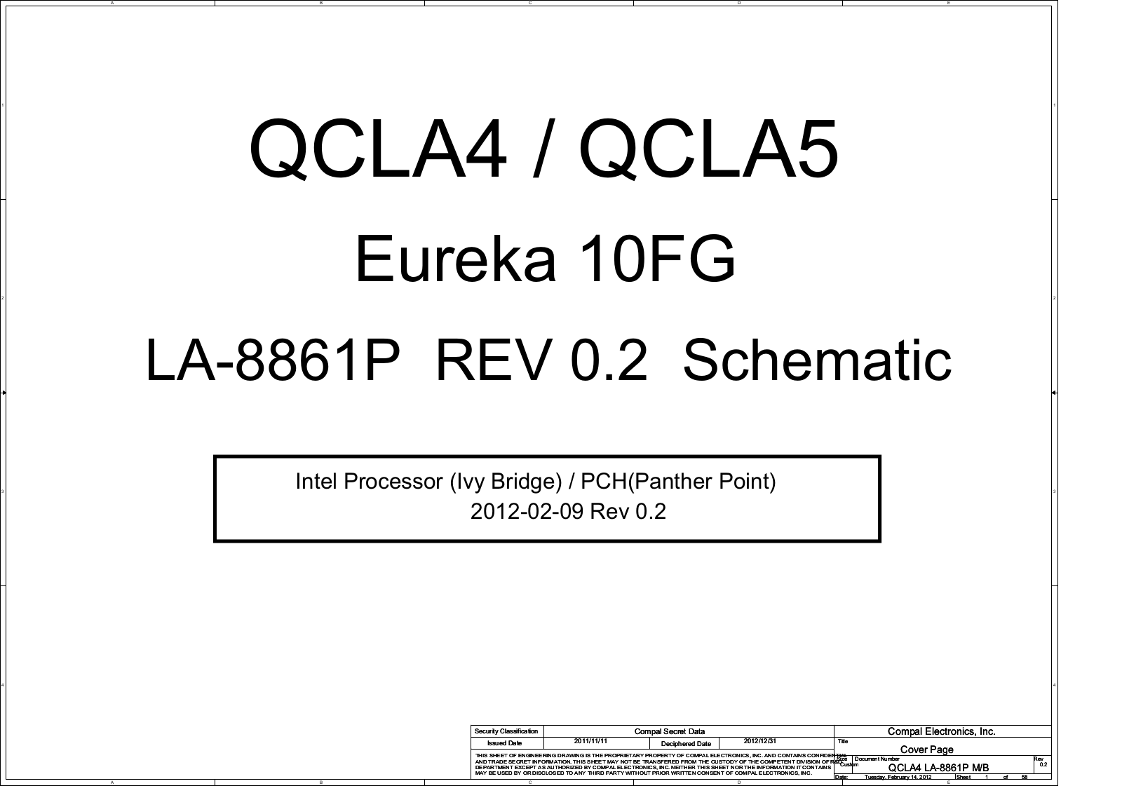 Compal LA-8861P QCLA4 Eureka 10FG, NP350V5C, LA-8861P QCLA5 Eureka 10FG Schematic