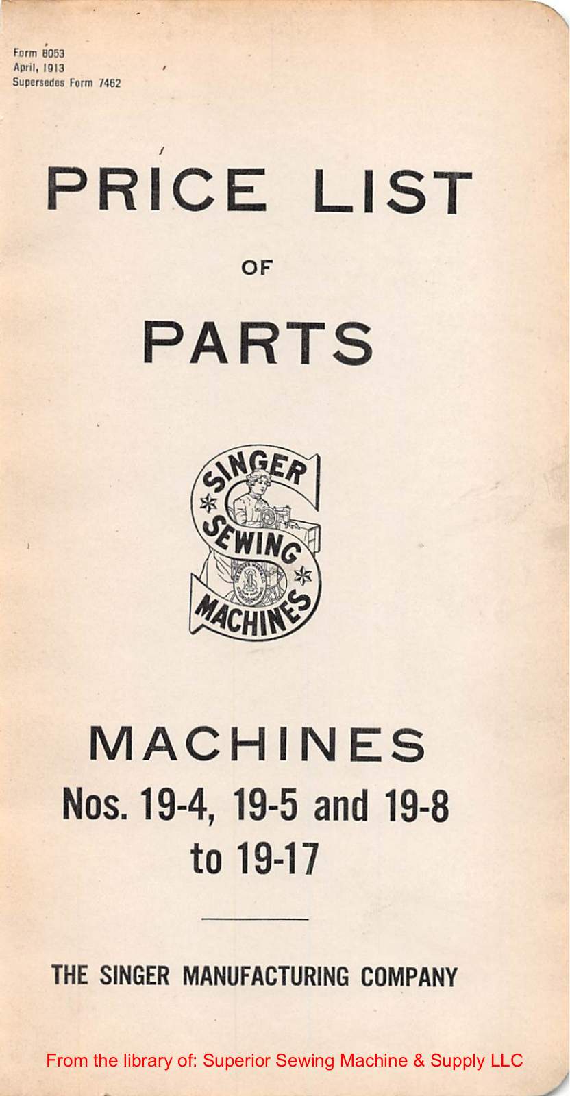 Singer 19-4, 19-5, 19-8, 19-9, 19-10 User Manual