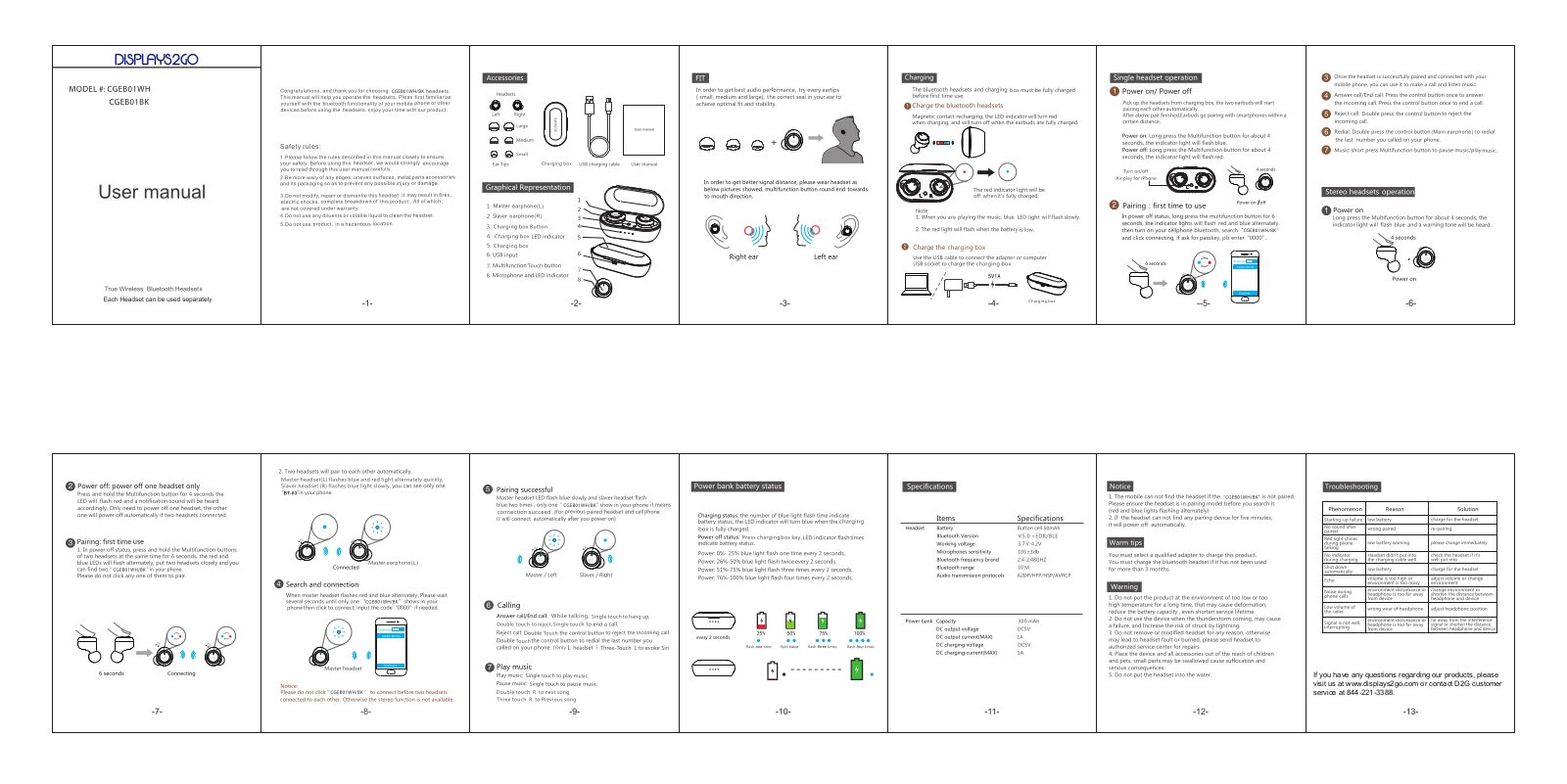 D2G CGEB01BK, CGEB01WH User Manual