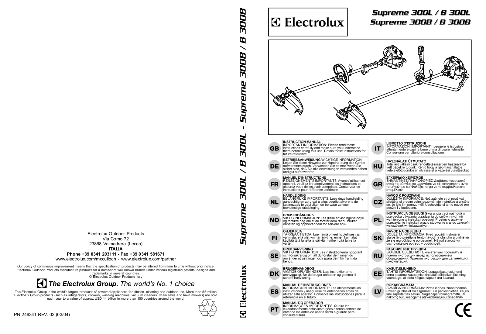 Electrolux Supreme 300L, Supreme 300B User Manual