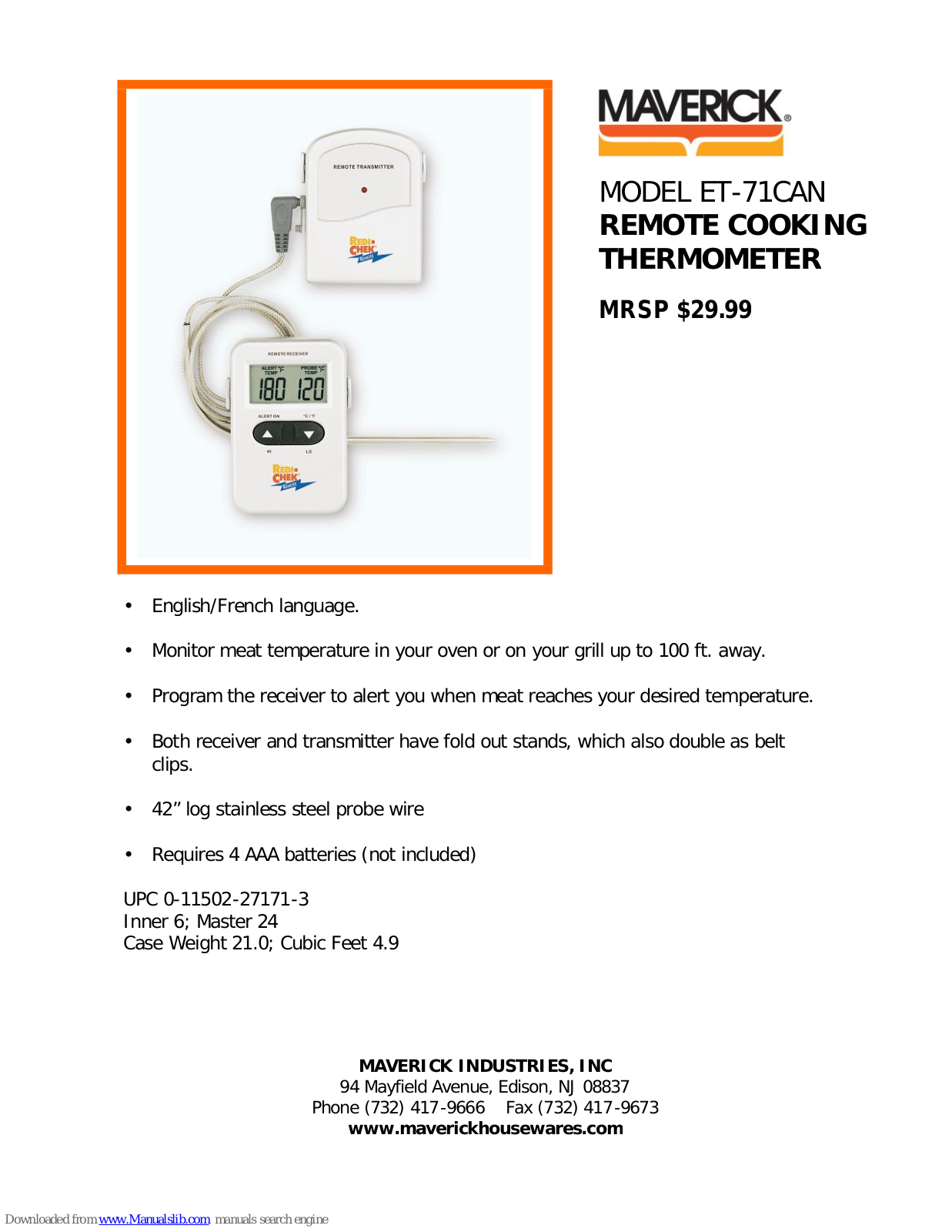 Maverick ET-71CAN Specifications