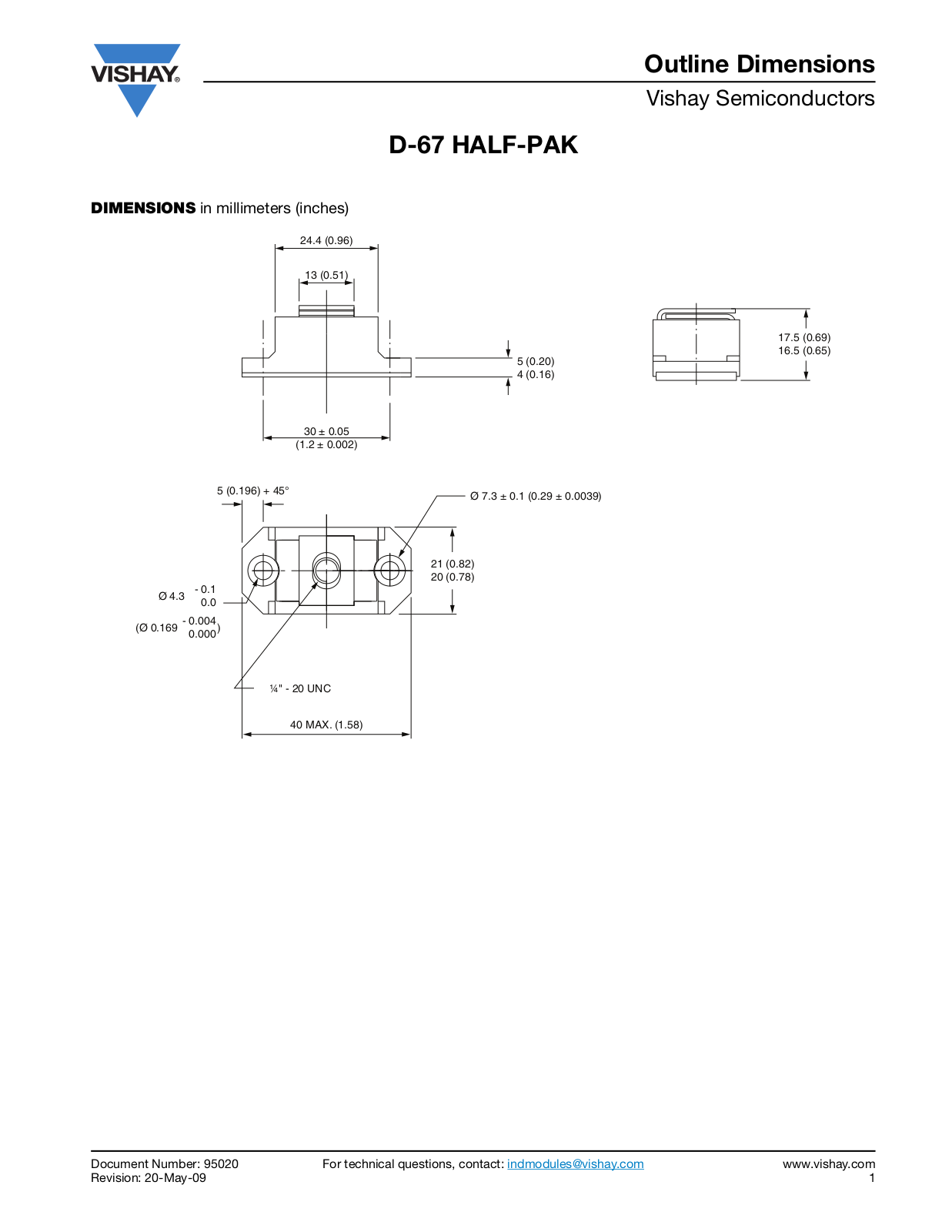 Vishay D-67 HALF-PAK Dimensional Sheet